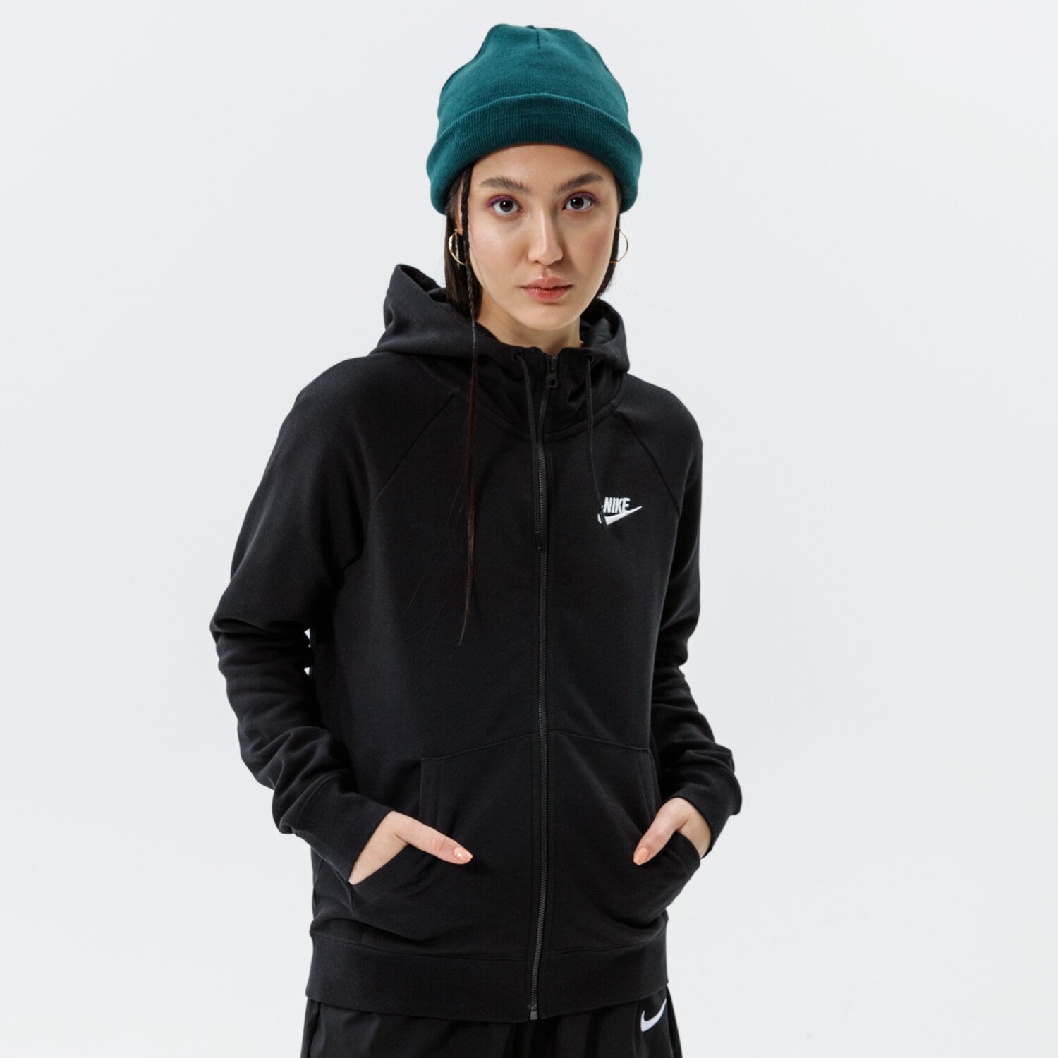 Bluza damska NIKE BLUZA ROZPINANA Z KAPTUREM NIKE SPORTSWEAR ESSENTIAL BV4122-010 CZARNY
