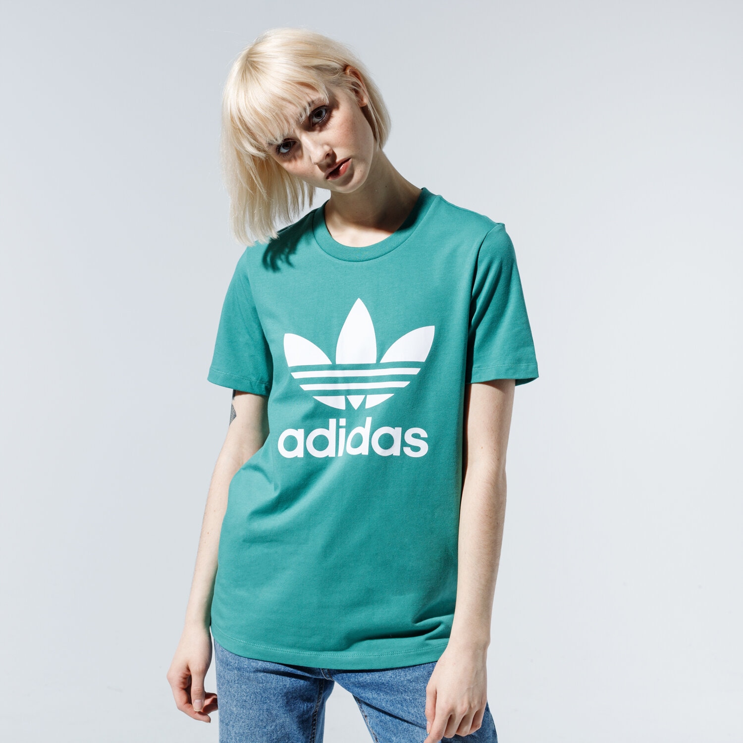 Koszulka, t-shirt damski ADIDAS T-SHIRT TREFOIL TEE FM3300 ZIELONY