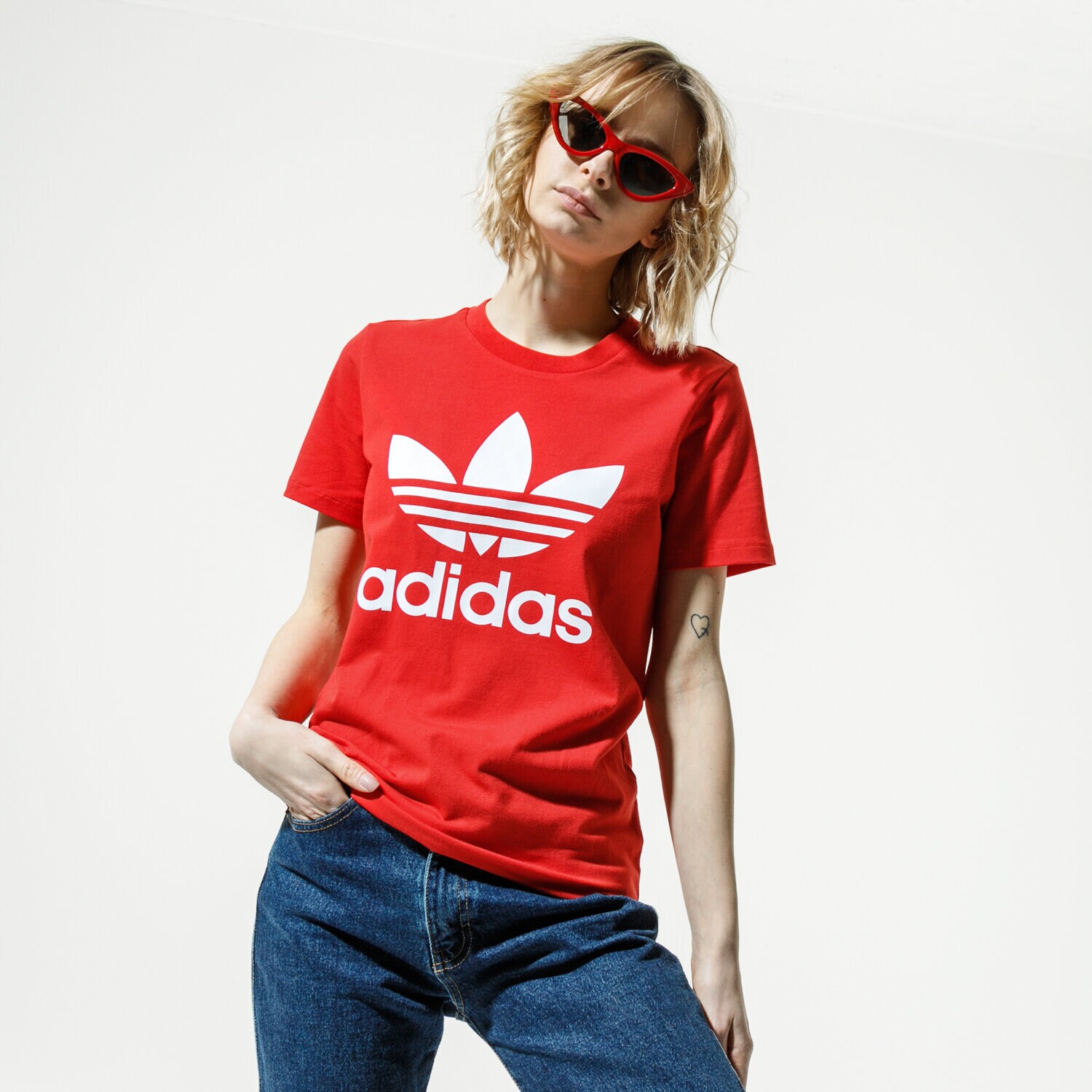 Koszulka, t-shirt damski ADIDAS T-SHIRT TREFOIL TEE FM3302 CZERWONY