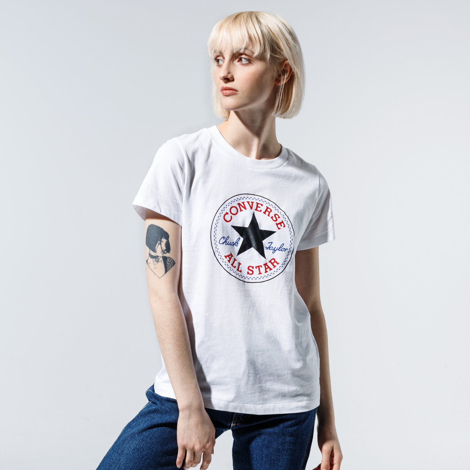 Koszulka, t-shirt damski CONVERSE T-SHIRT CHUCK PATCH NOVA TEE 10017759-A04 BIAŁY