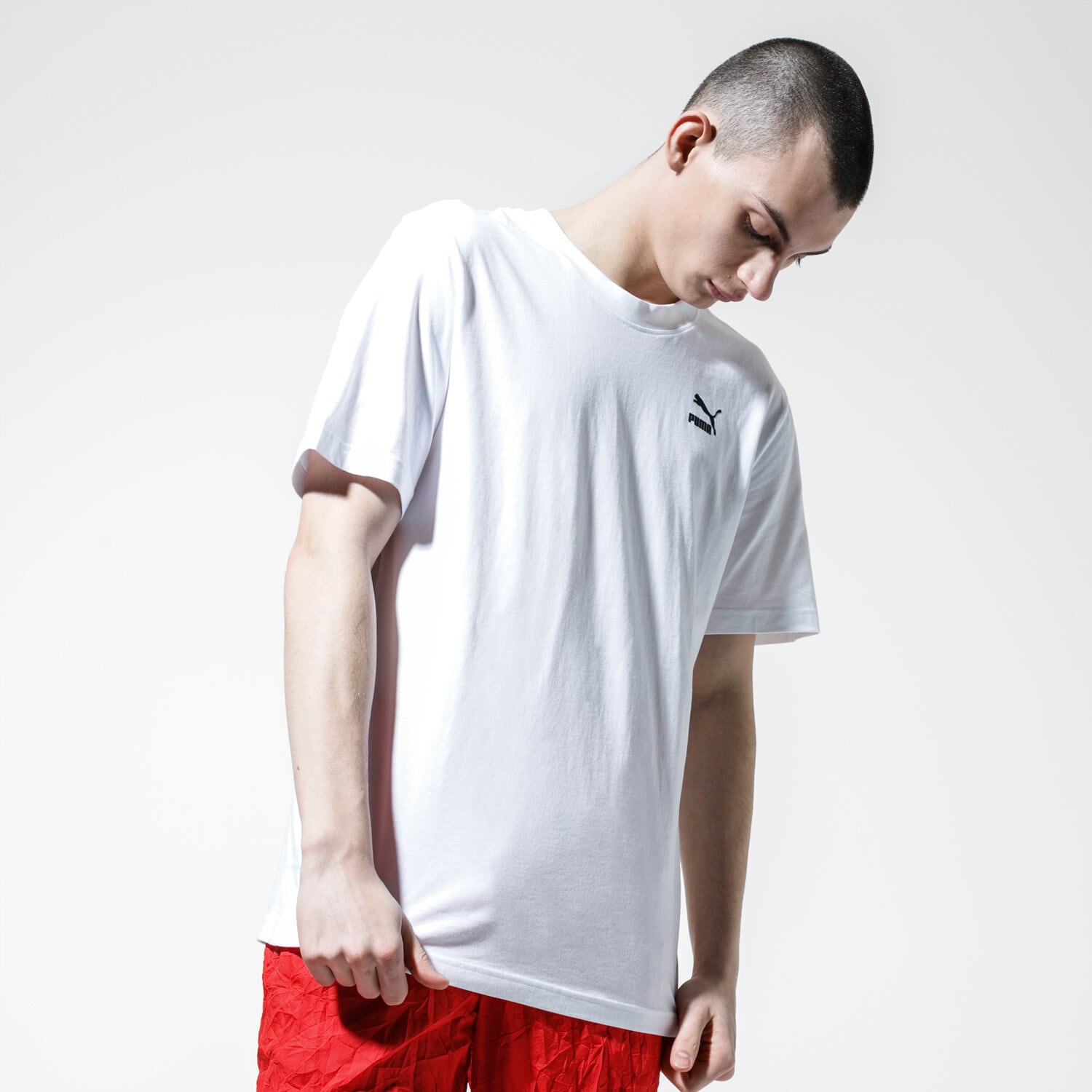 Koszulka, t-shirt sportowy męski PUMA T-SHIRT RECHECK PACK GRAPHIC TEE 59788402 BIAŁY