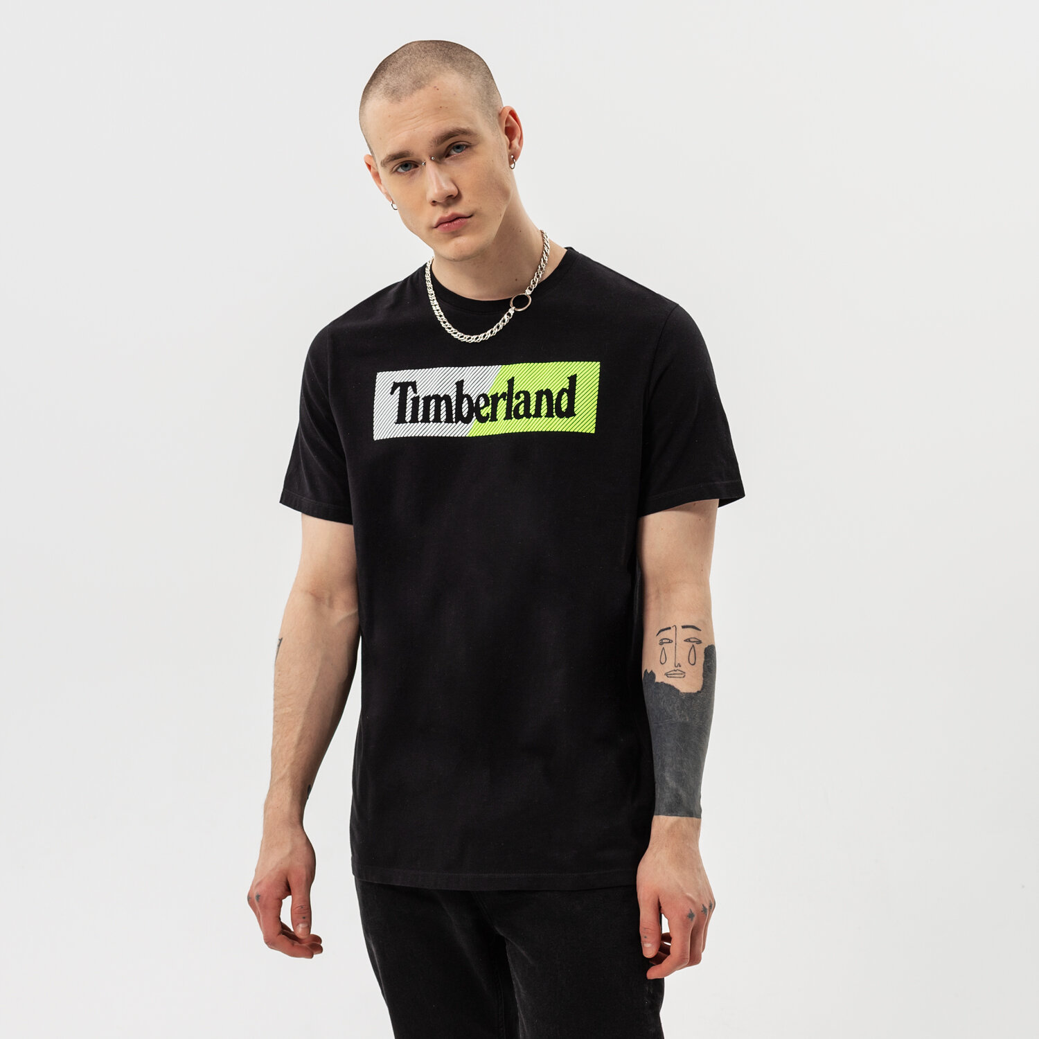 Koszulka, t-shirt sportowy męski TIMBERLAND T-SHIRT SS KENNEBEC RIVER PUFFED LINEAR JERSEY CR TB0A2CB7BR71 CZARNY