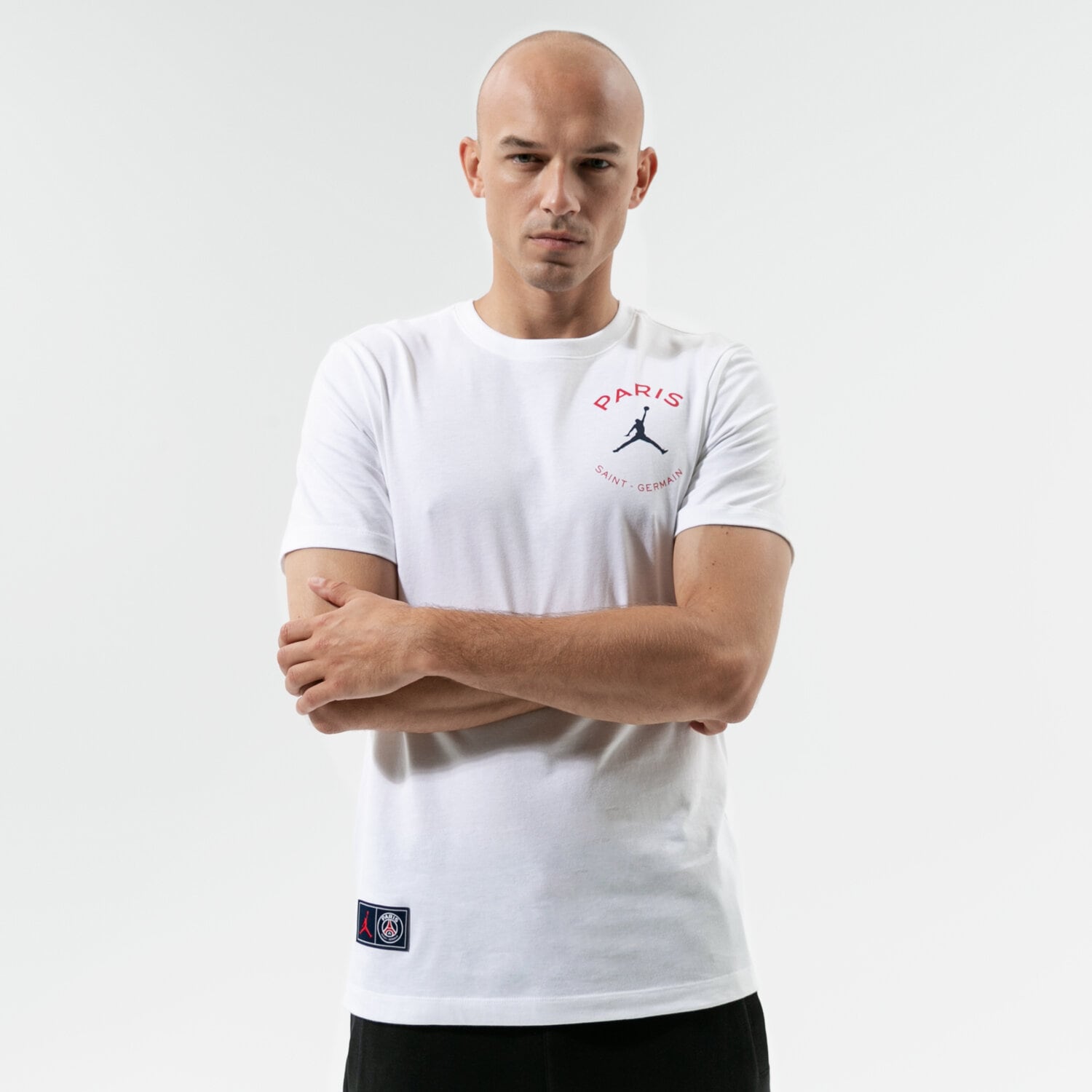 Koszulka, t-shirt sportowy męski JORDAN T-SHIRT PARIS SAINT-GERMAIN LOGO DB6514-100 BIAŁY