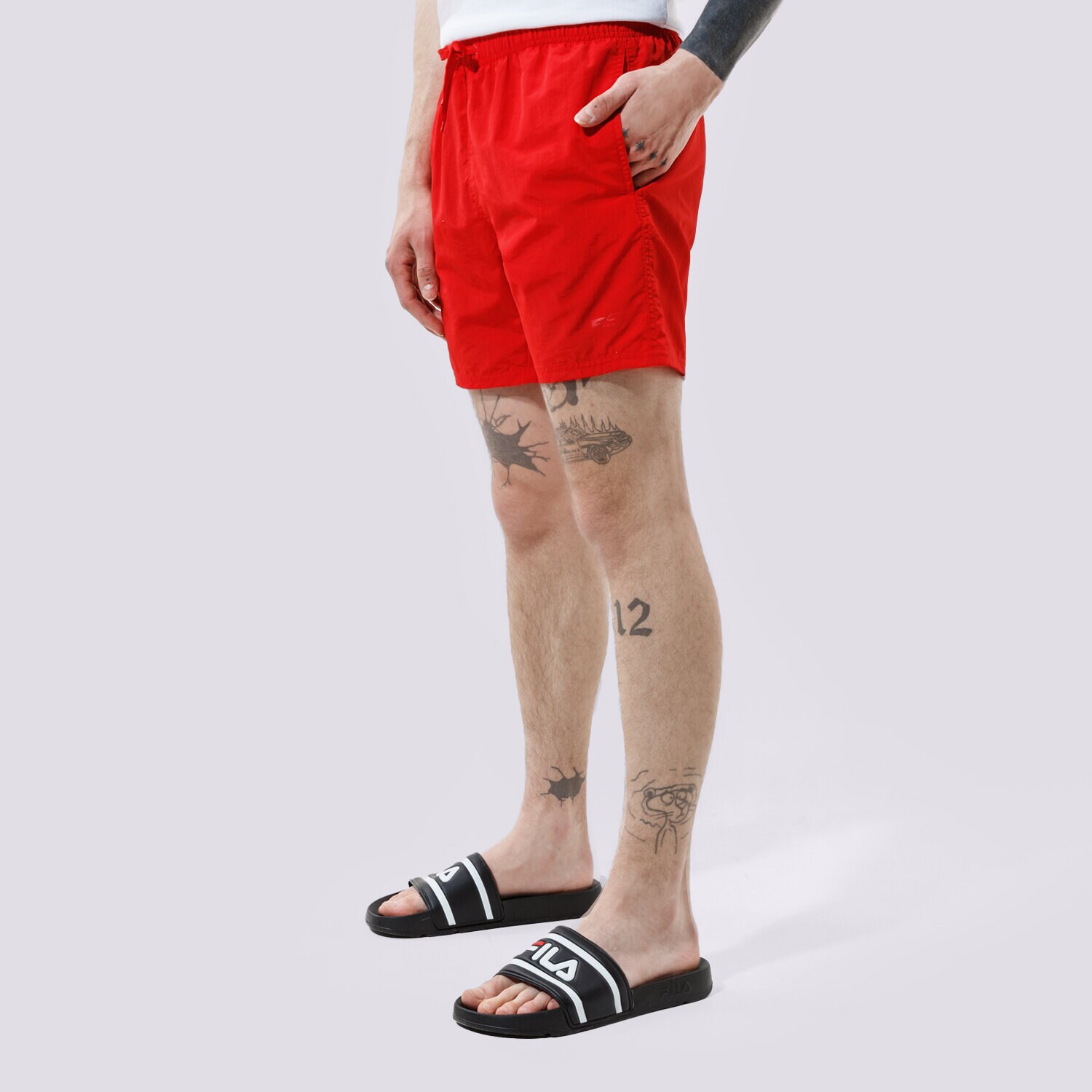 Krótkie spodenki, szorty męskie CONFRONT SZORTY SWIMM CF121SZM13003 CZERWONY