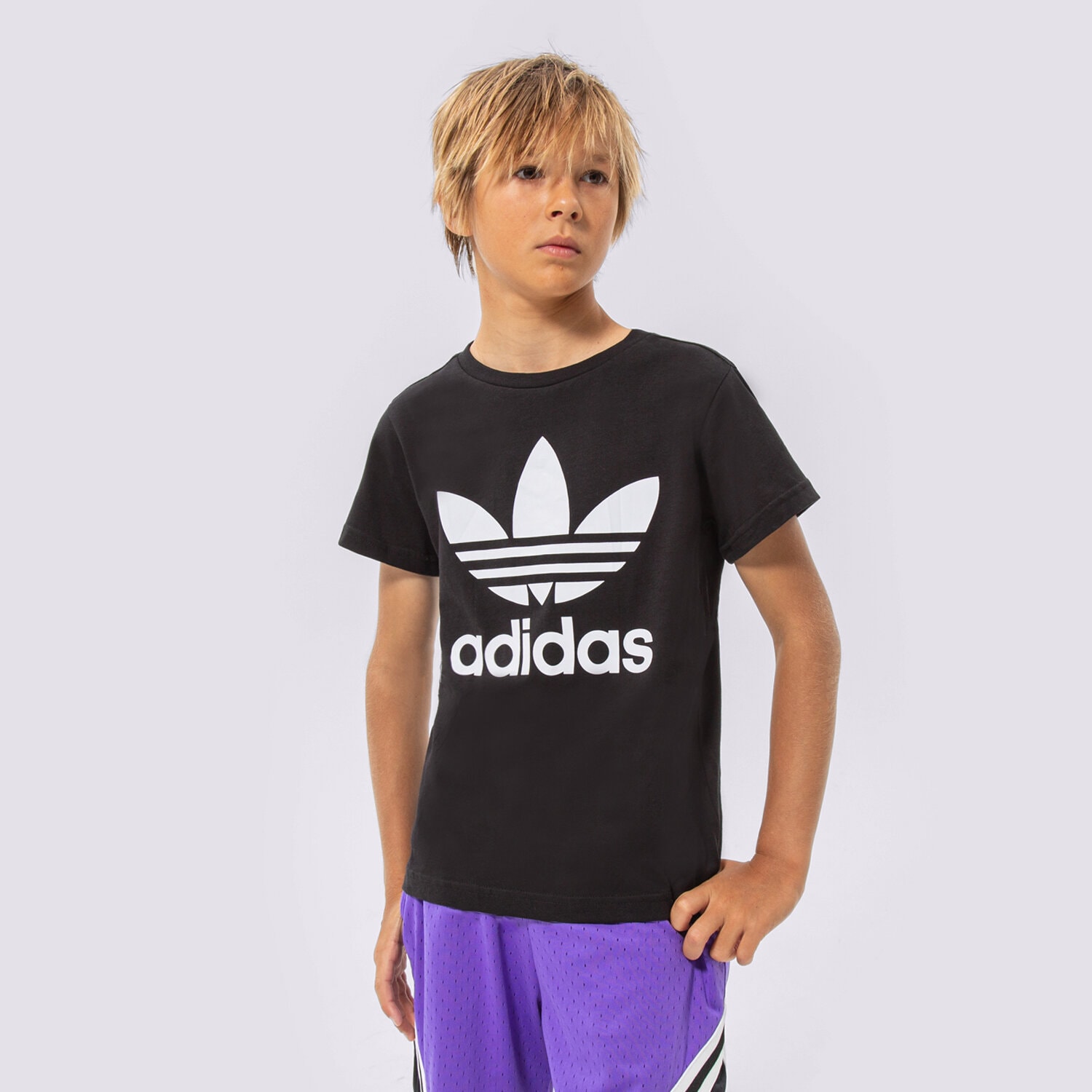 Koszulka, t-shirt dla dzieci ADIDAS T-SHIRT TREFOIL TEE BOY DV2905 CZARNY