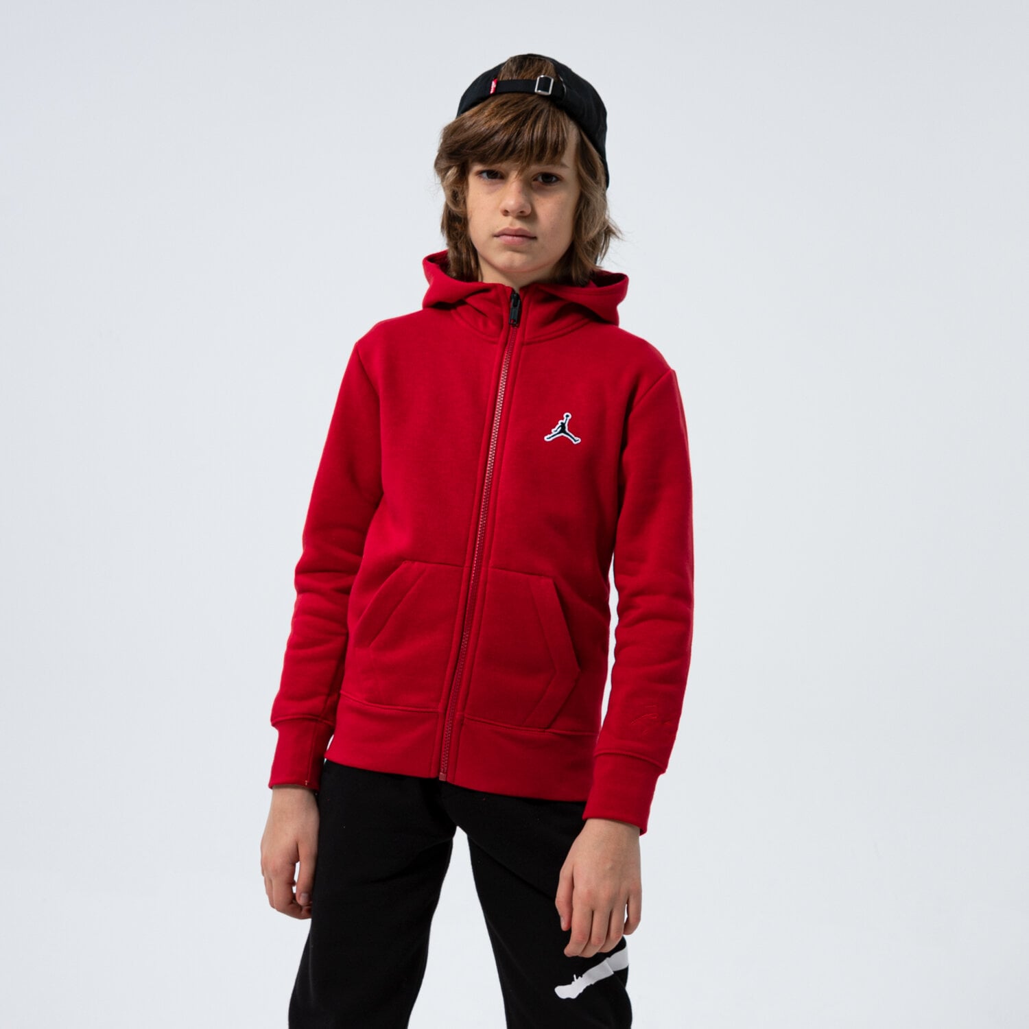 Sportowa bluza dziecięca JORDAN BLUZA ROZPINANA Z KAPTUREM FZ HOODIE BOY 95A714-R78 CZERWONY