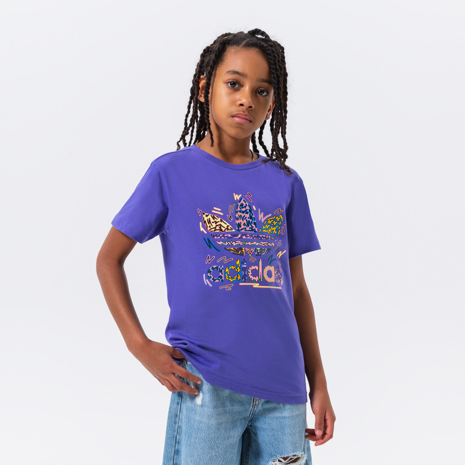 Koszulka, t-shirt dla dzieci ADIDAS T-SHIRT LOVEUNI TREF T GIRL HG3899 FIOLETOWY