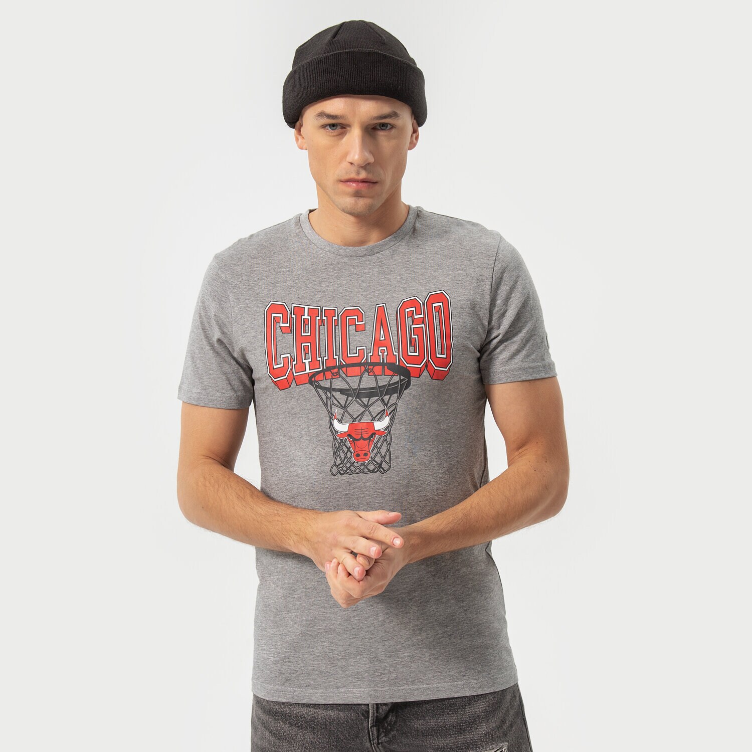 Koszulka, t-shirt sportowy męski NEW ERA T-SHIRT TEE BULLS GRH 13051081 SZARY
