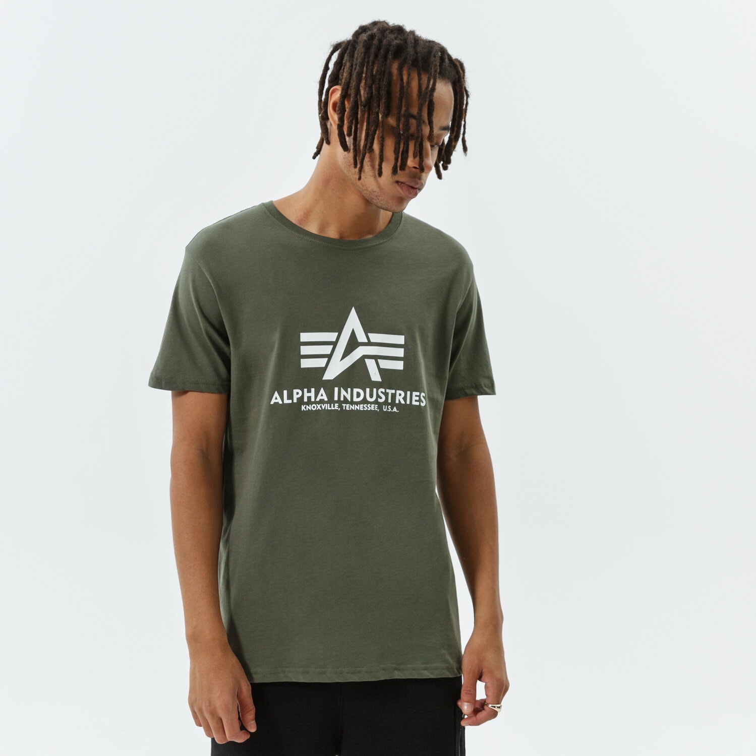 Koszulka, t-shirt sportowy męski ALPHA INDUSTRIES T-SHIRT BASIC T 100501-142 KHAKI