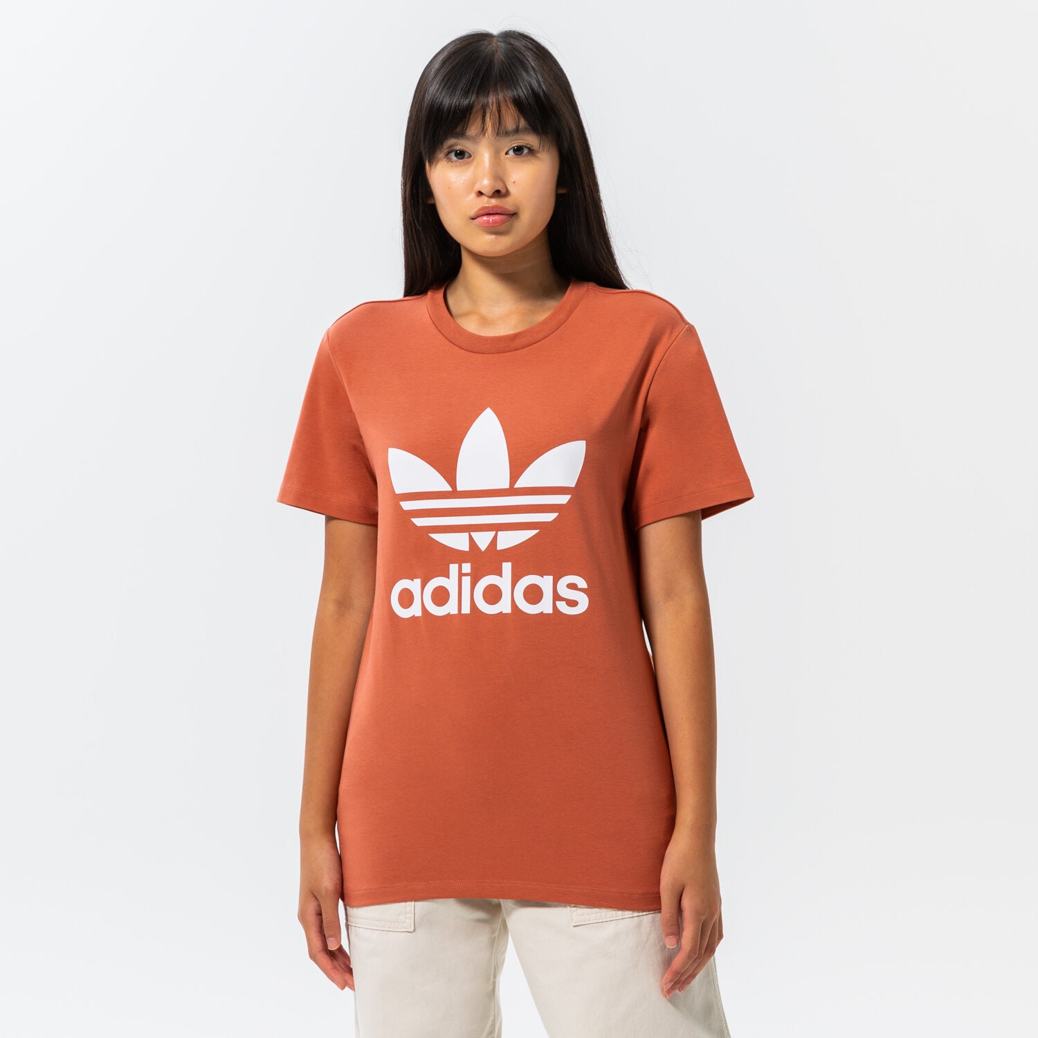 Koszulka, t-shirt damski ADIDAS T-SHIRT TREFOIL TEE HK9637 BRĄZOWY