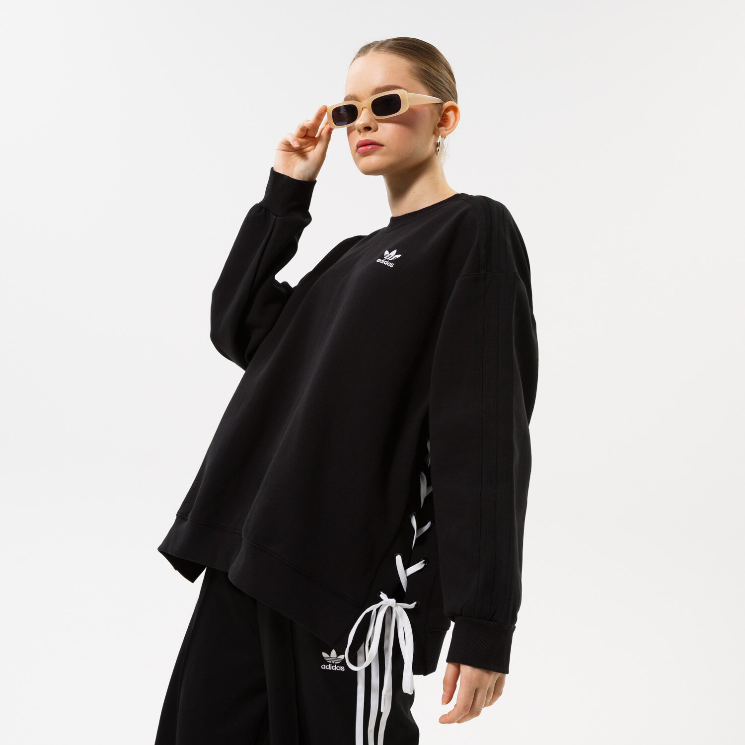 Bluza damska ADIDAS BLUZA LACED CREW HK5055 CZARNY