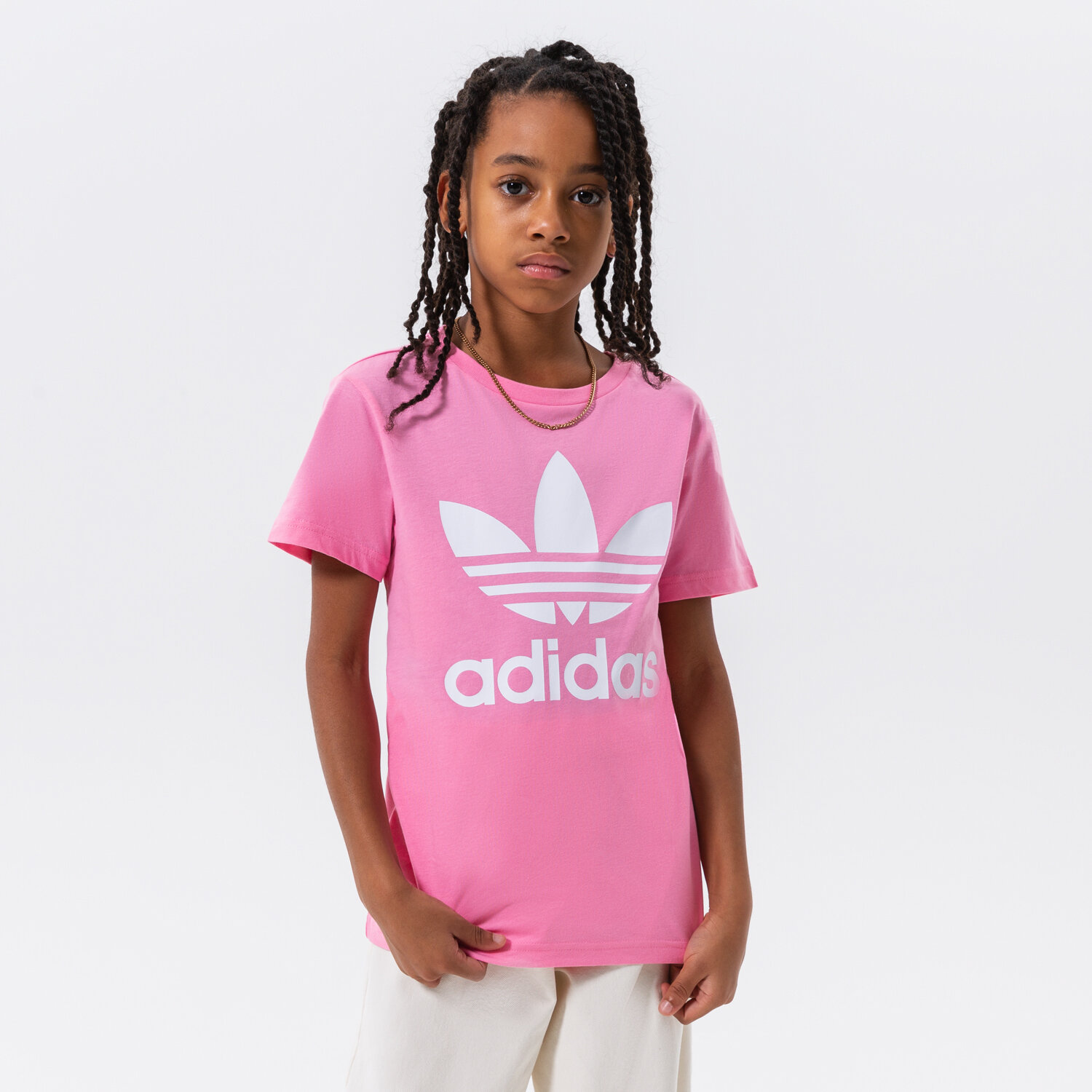Koszulka, t-shirt dla dzieci ADIDAS T-SHIRT TREFOIL TEE GIRL HK0259 RÓŻOWY