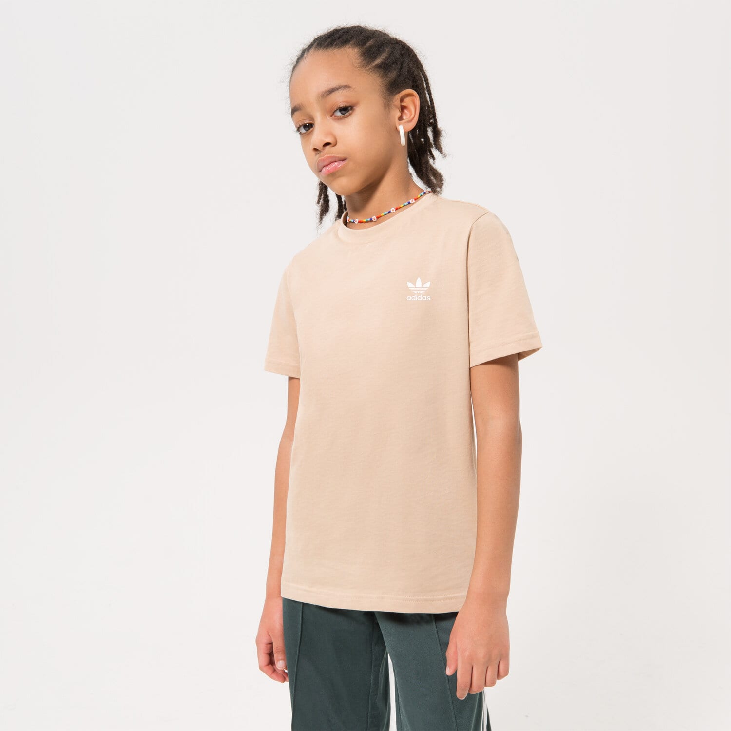 Koszulka, t-shirt dla dzieci ADIDAS T-SHIRT GIRL HK2875 BEŻOWY