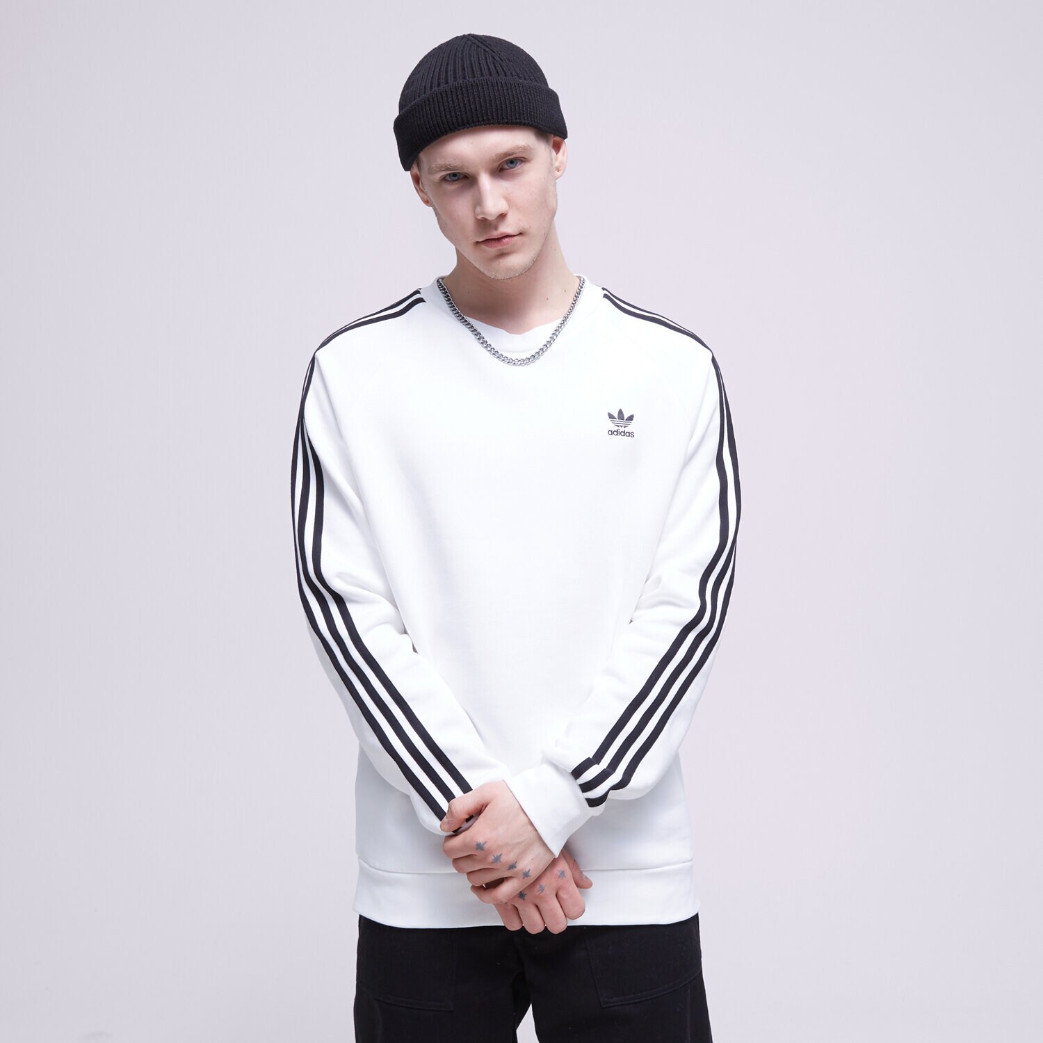 Bluza męska ADIDAS BLUZA 3-STRIPES CREW IA4862 BIAŁY