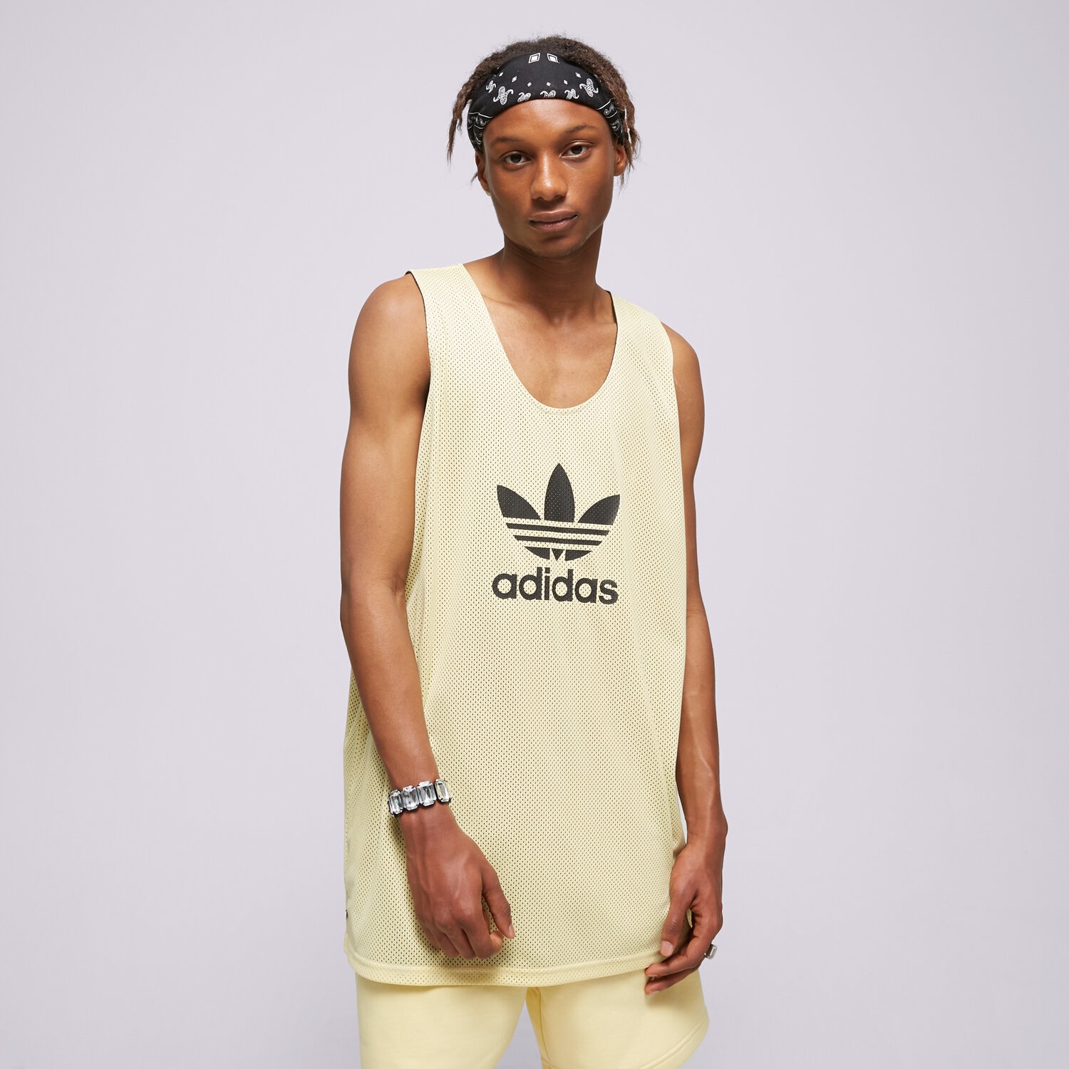 Koszulka, t-shirt sportowy męski ADIDAS TANK BBALL TREFO JSY IB9957 ŻÓŁTY