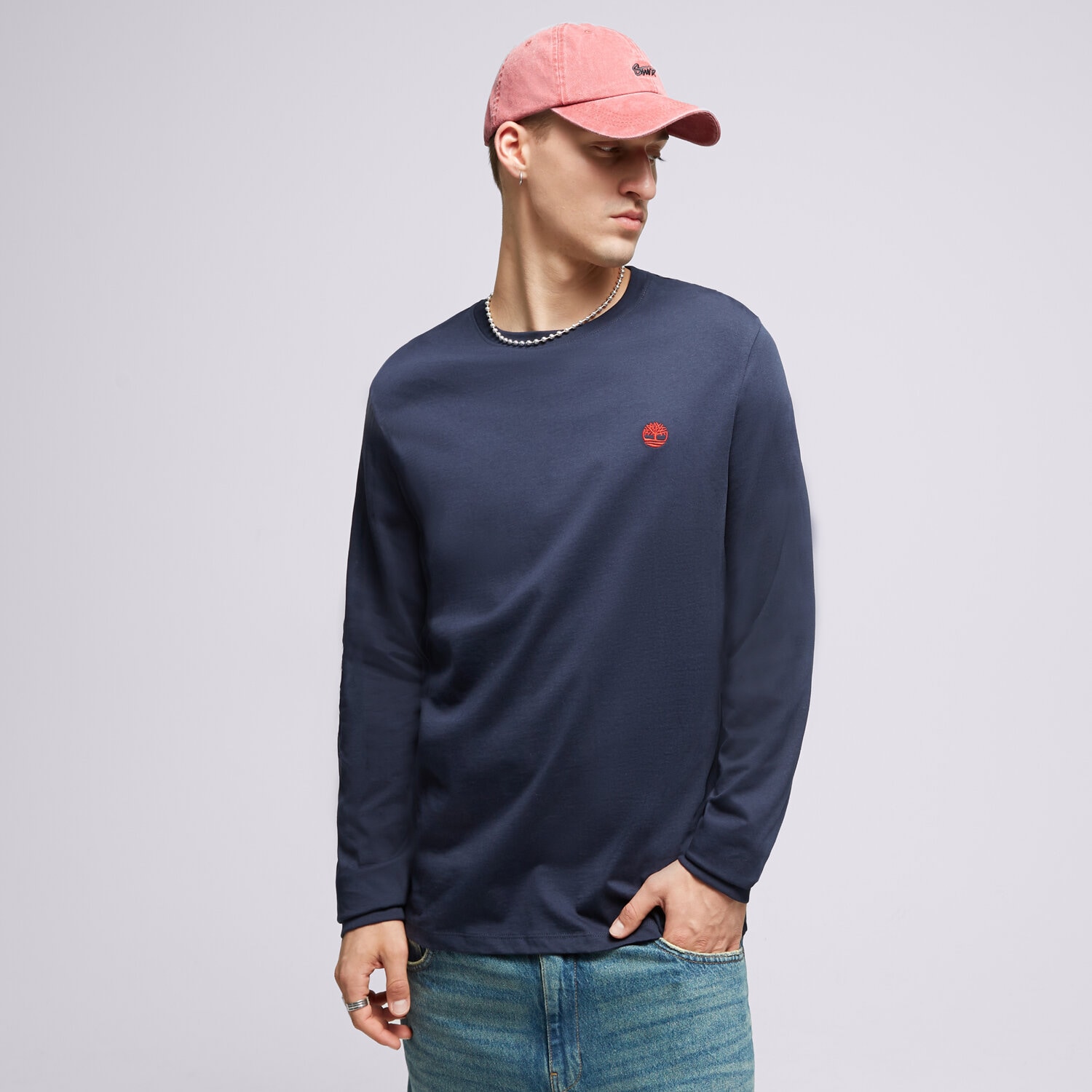 Koszulka, t-shirt sportowy męski TIMBERLAND T-SHIRT LS DUNSTAN RIVER JERSEY CREW TEE SLIM TB0A2BQ34331 GRANATOWY