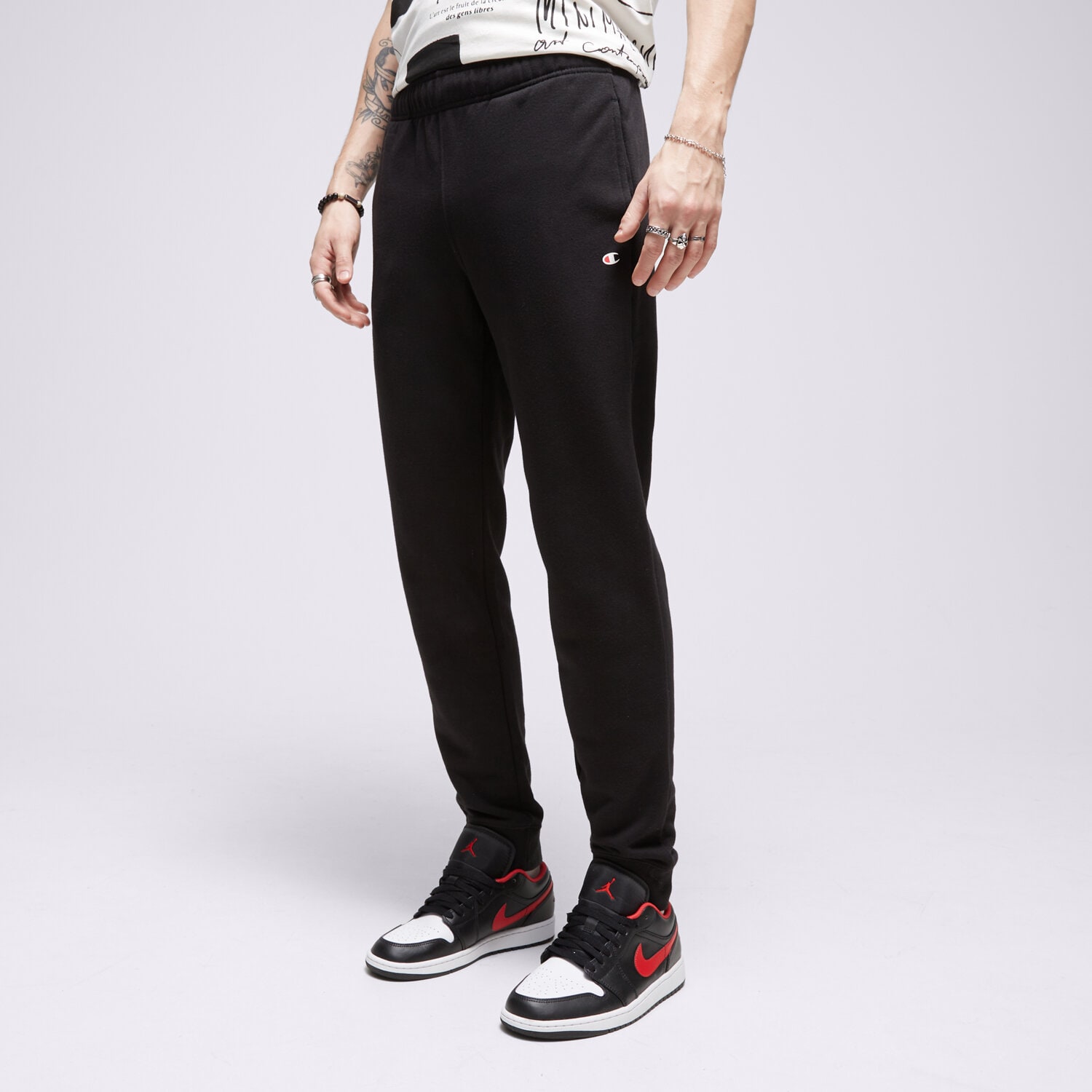 Spodnie sportowe męskie CHAMPION SPODNIE RIB CUFF PANTS 218704KK001 CZARNY