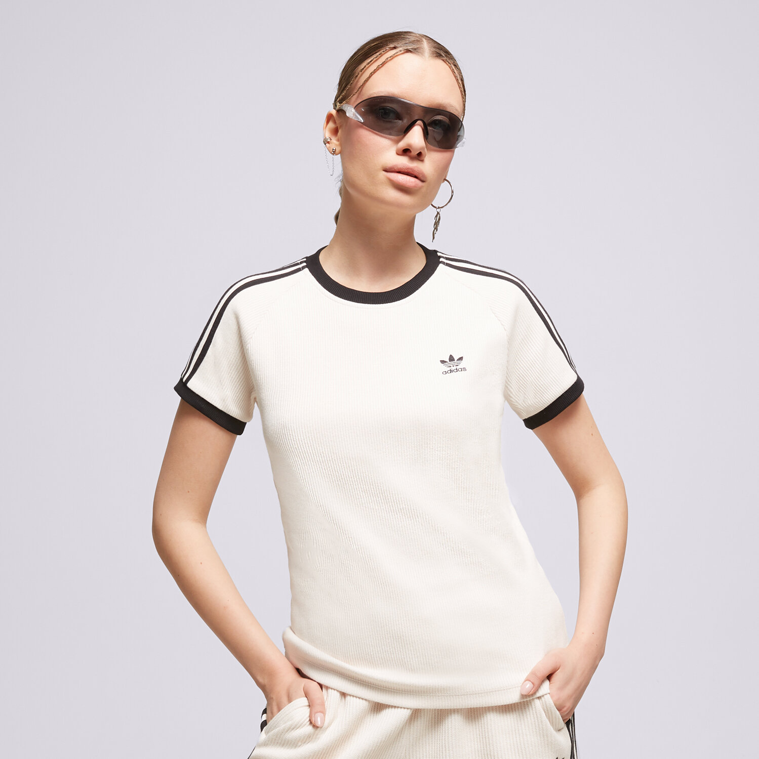 Koszulka, t-shirt damski ADIDAS T-SHIRT 3 S SLIM TEE IC5463 BIAŁY