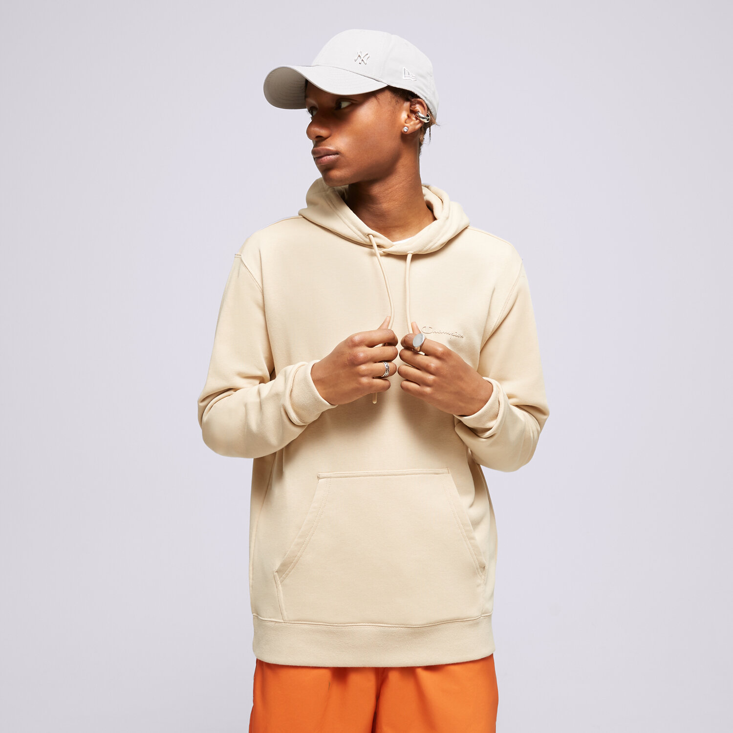 Bluza męska CHAMPION BLUZA Z KAPTUREM HOODED SWEATSHIRT 218535MS073 BEŻOWY