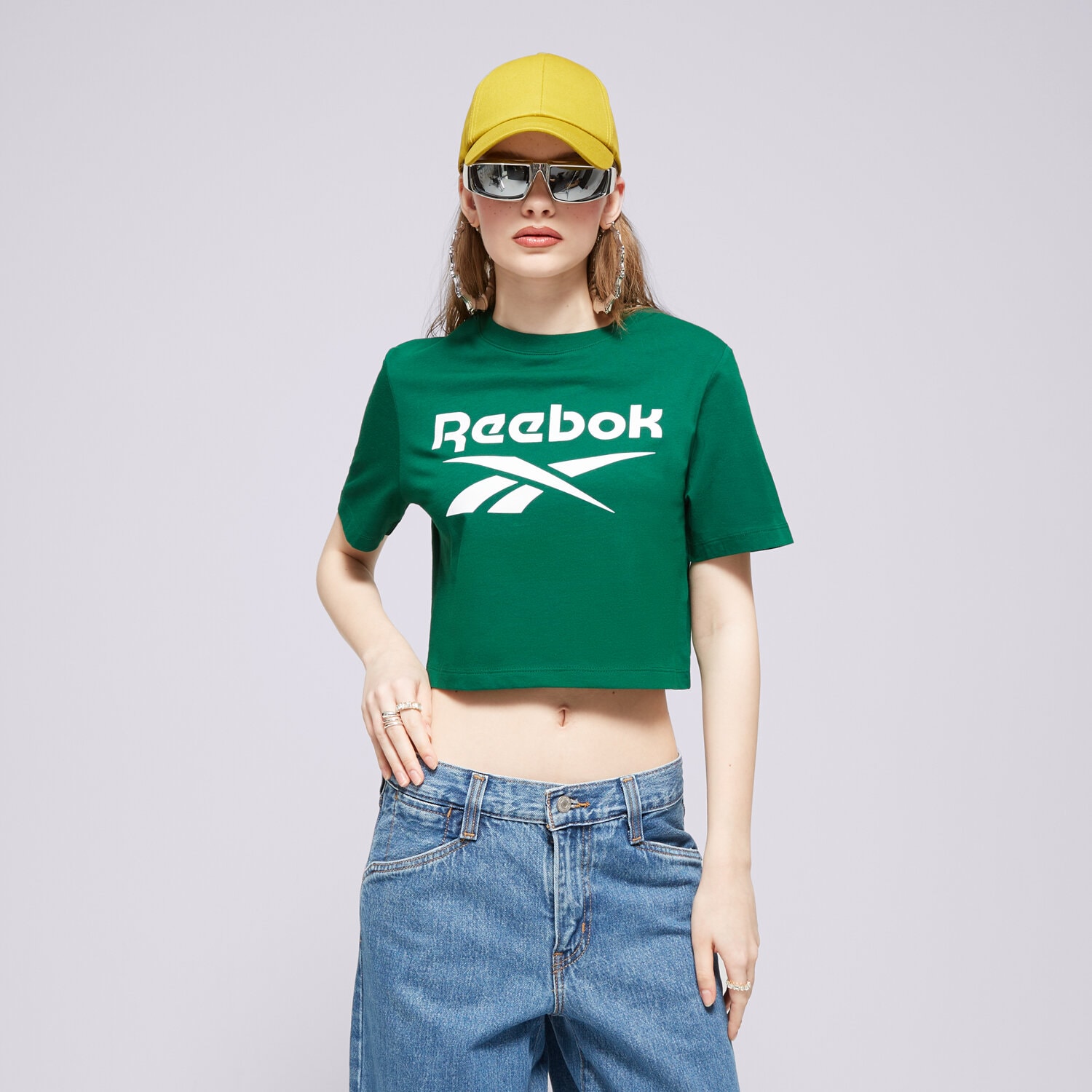 Koszulka, t-shirt damski REEBOK T-SHIRT REEBOK IDENTITY BIG LOGO CROP TEE 100076000 ZIELONY