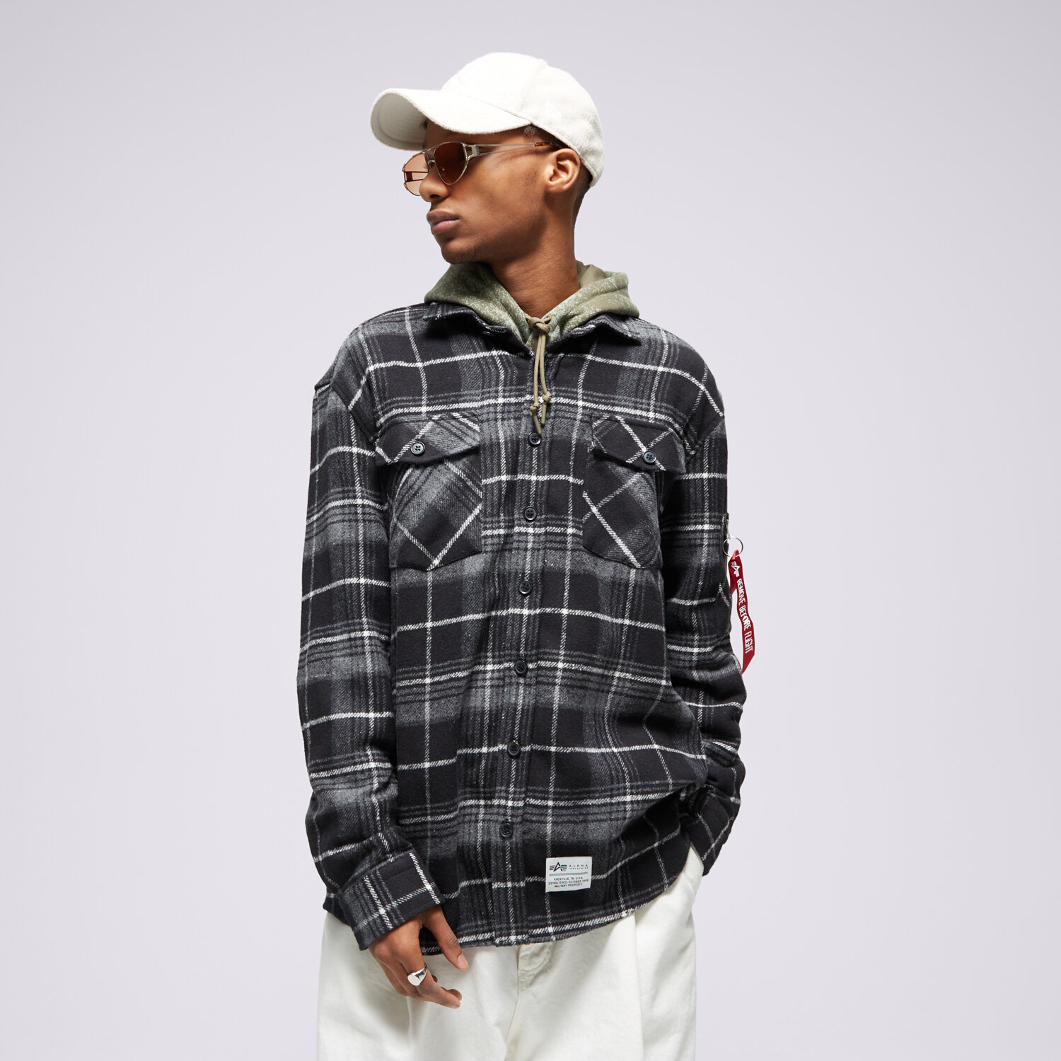Koszule męskie sportowe ALPHA INDUSTRIES KOSZULA FLANNEL 108145198 CZARNY