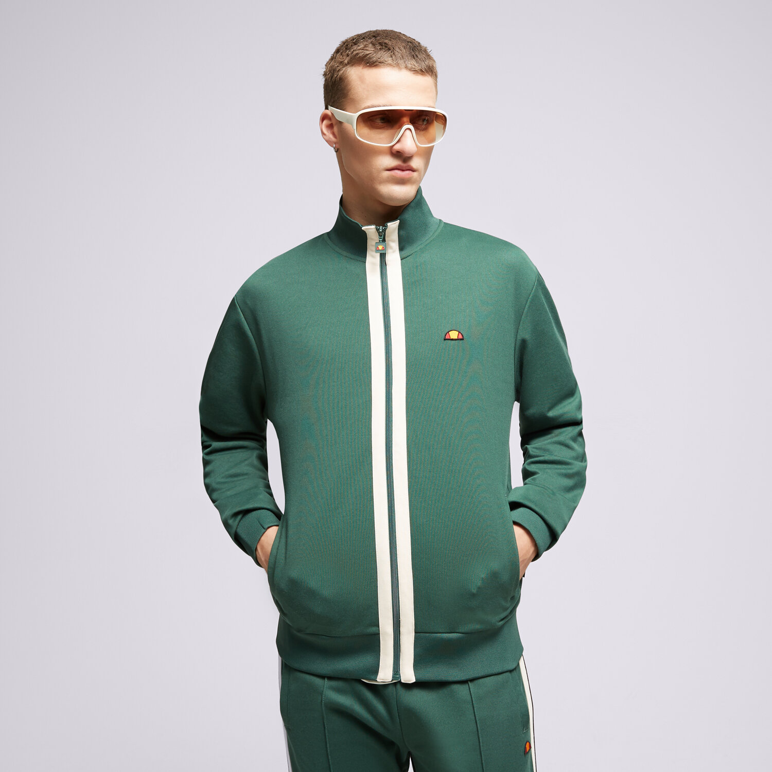 Bluza męska ELLESSE BLUZA ROZPINANA BERLUSONI DGREEN TRACK TOP SHT19003502 ZIELONY