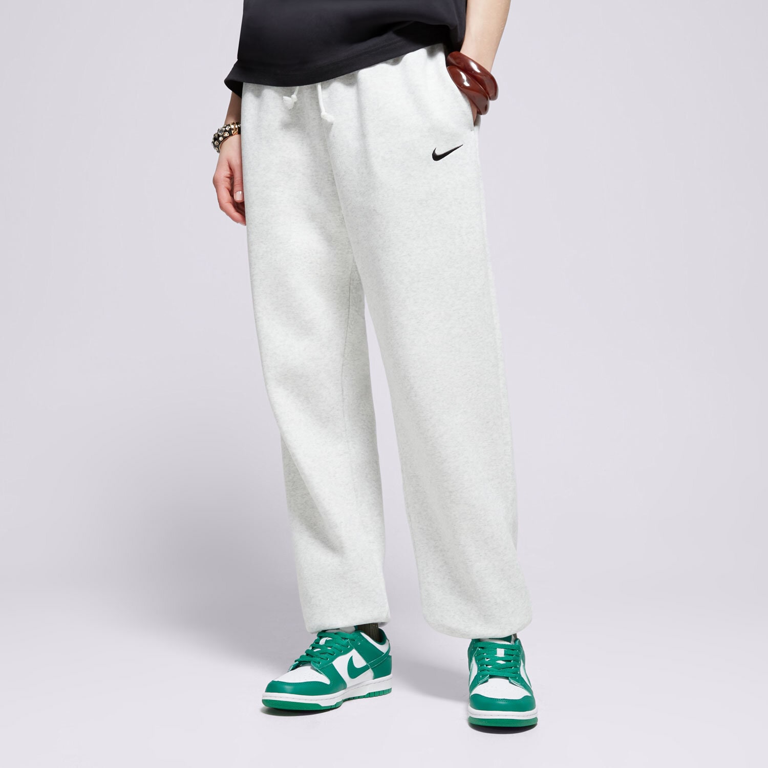 Spodnie sportowe damskie NIKE SPODNIE W NSW PHNX FLC HR OS PANT 2 FZ5996-051 SZARY