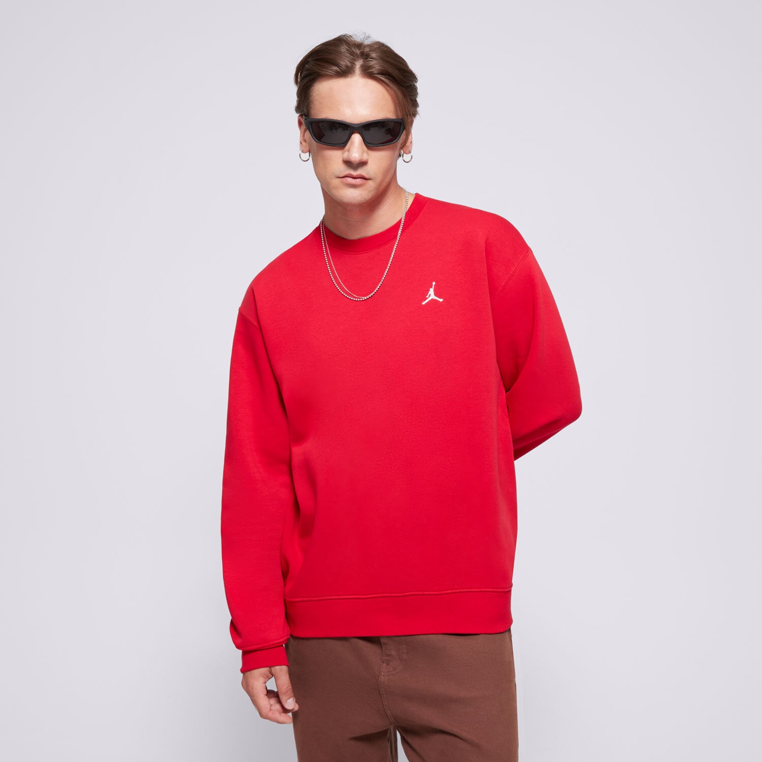 Bluza męska BLUZA M JORDAN BRKLN FLC CREW  FV7293-687 CZERWONY