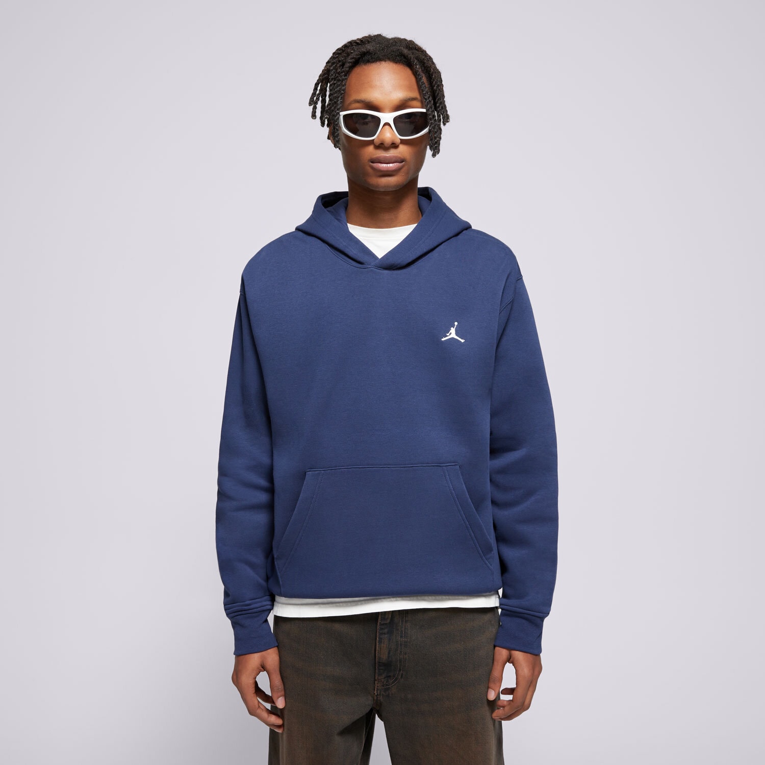 Bluza męska BLUZA Z KAPTUREM M JORDAN BRKLN FLC PO  FV7281-410 GRANATOWY