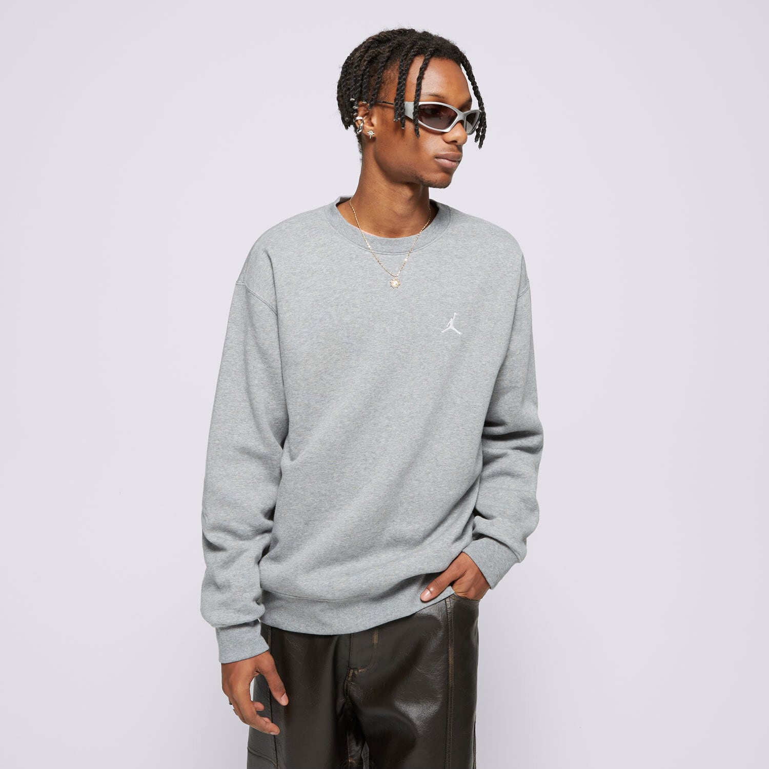 Bluza męska JORDAN BLUZA M BRKLN FLC CREW  FV7293-091 SZARY