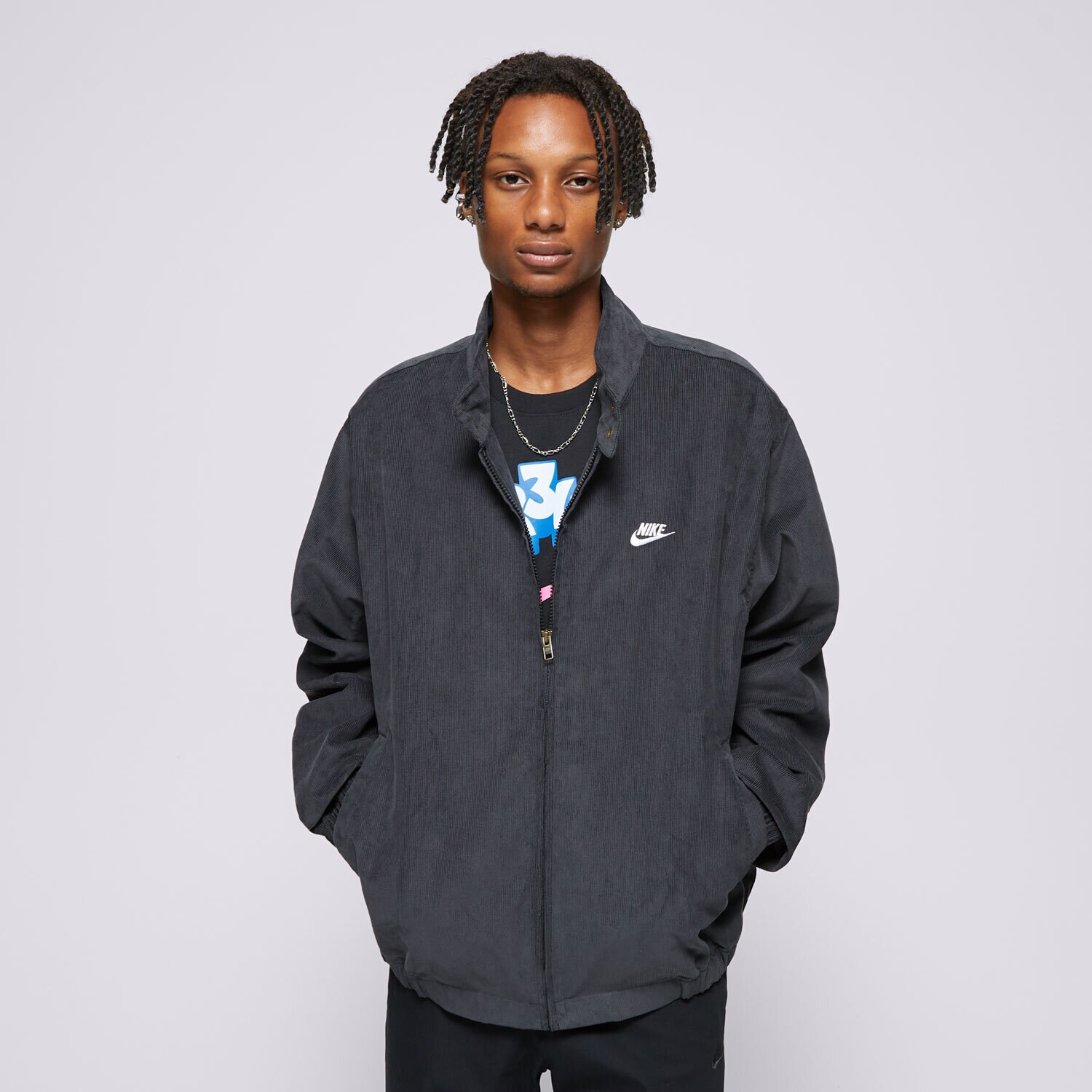 Kurtka wiosenna / jesienna męska NIKE KURTKA PRZEJŚCIOWA M NK CLUB HARRINGTON CRDRY FZ0631-010 CZARNY