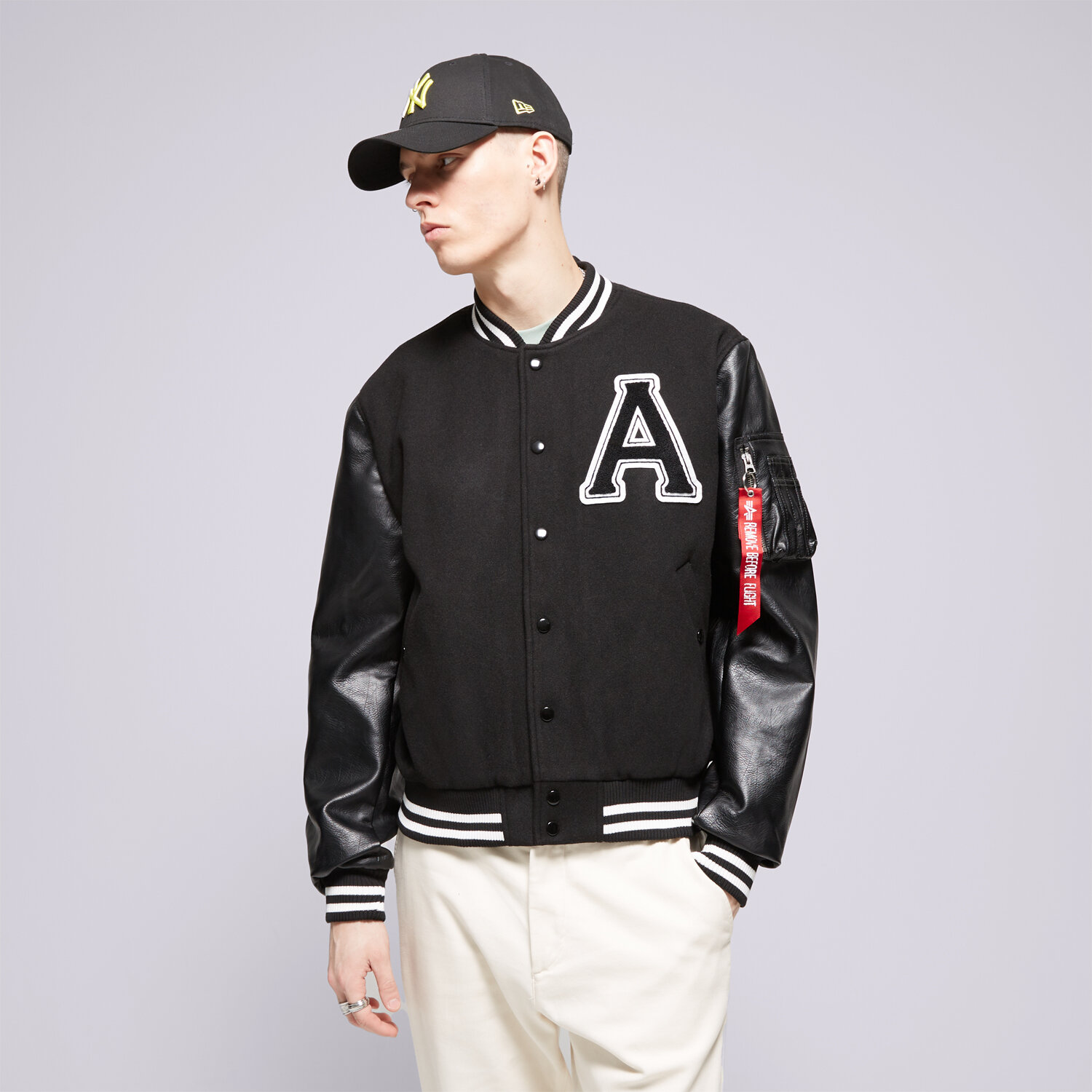 Kurtka wiosenna / jesienna męska ALPHA INDUSTRIES KURTKA PU COLLEGE JACKET 14611103 CZARNY