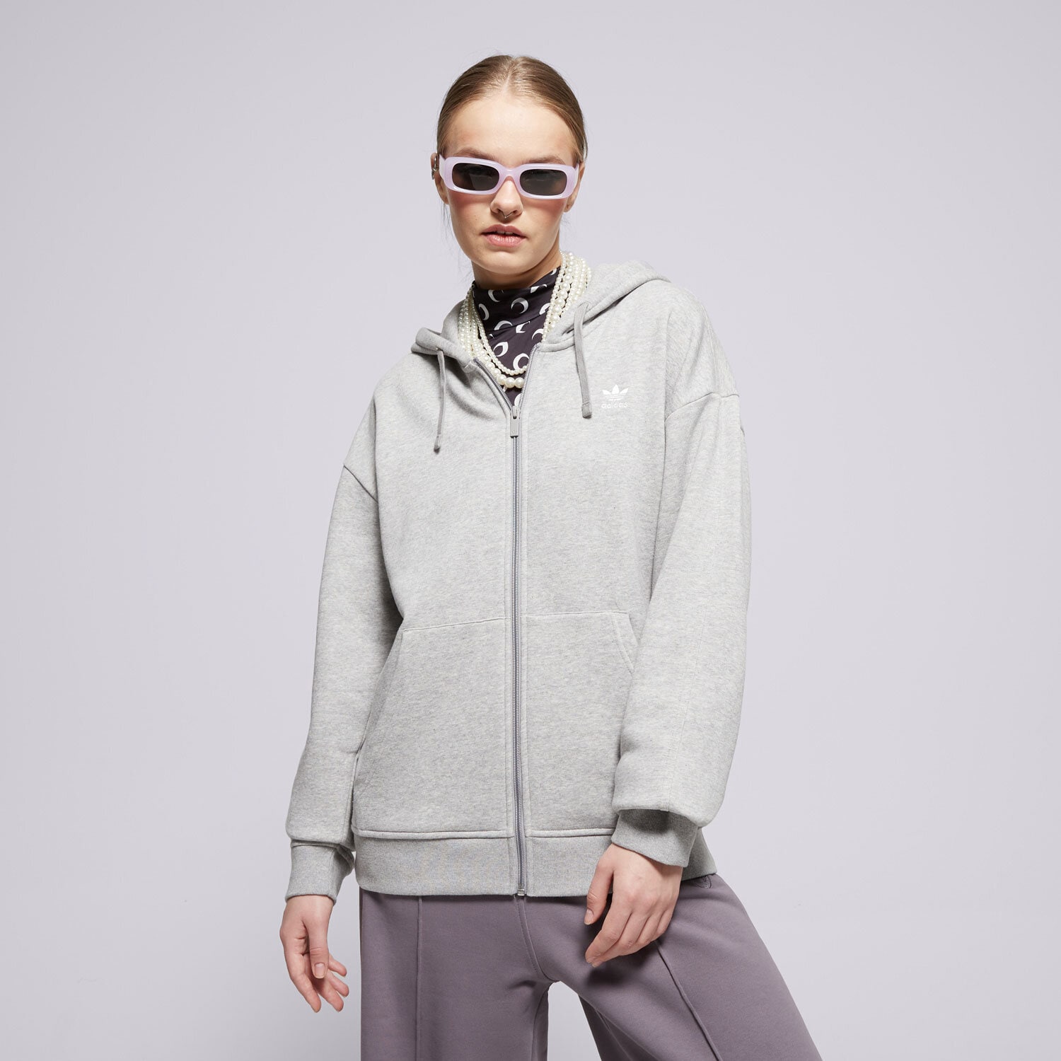 Bluza damska ADIDAS BLUZA Z KAPTUREM ESS FZ HOODIE IY9622 SZARY