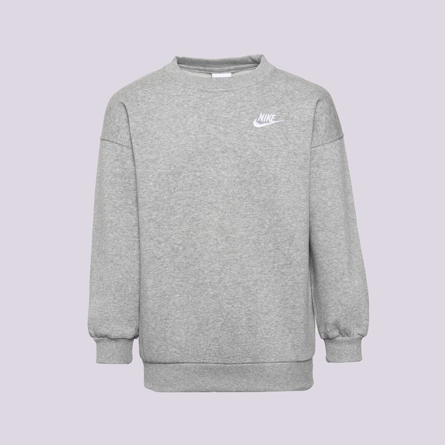 Sportowa bluza dziecięca NIKE BLUZA G NSW CLUB FLC OVRSZD CREW LBR GIRL FD2923-063 SZARY