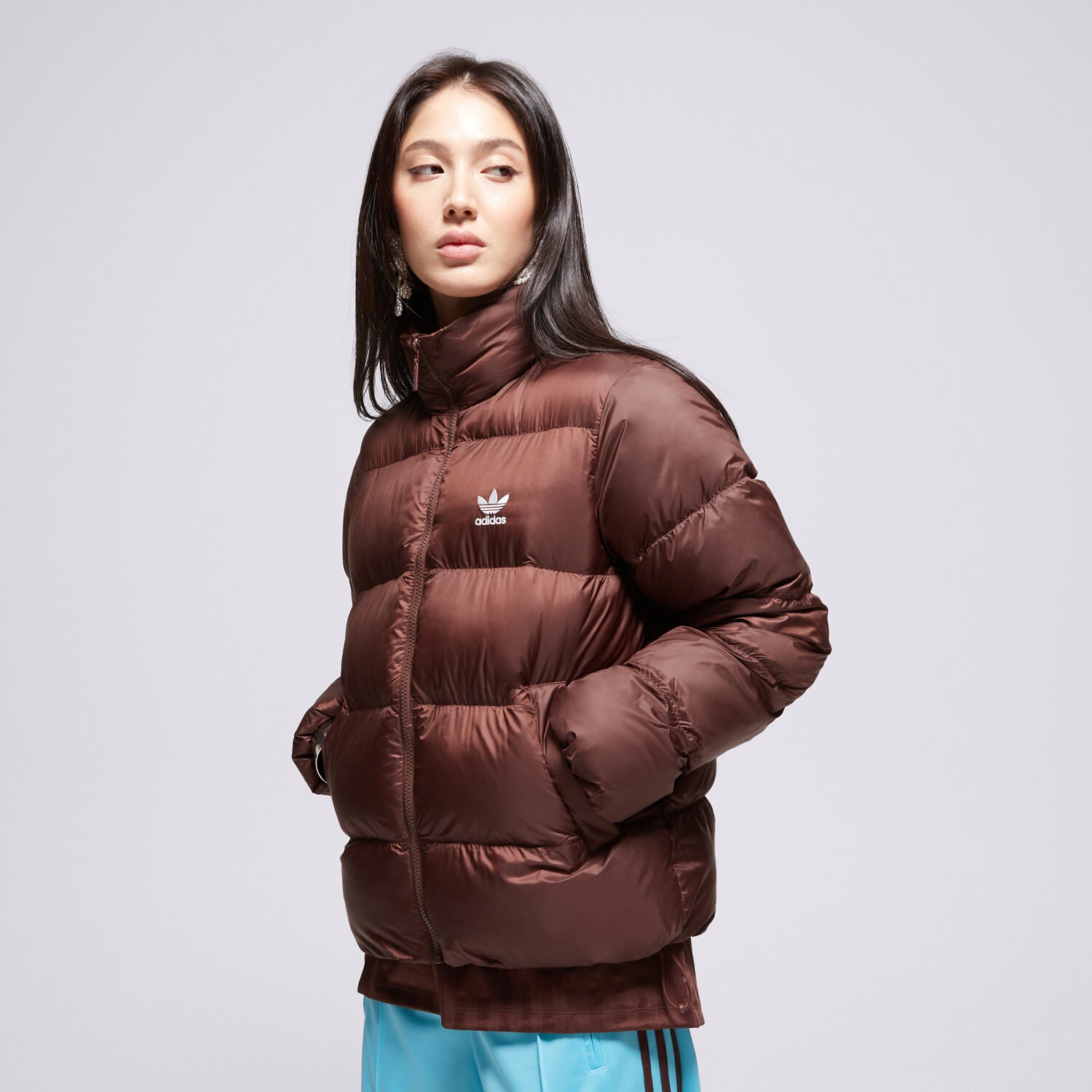 Kurtka zimowa damska ADIDAS KURTKA SHORT PUFFER JX2948 BRĄZOWY