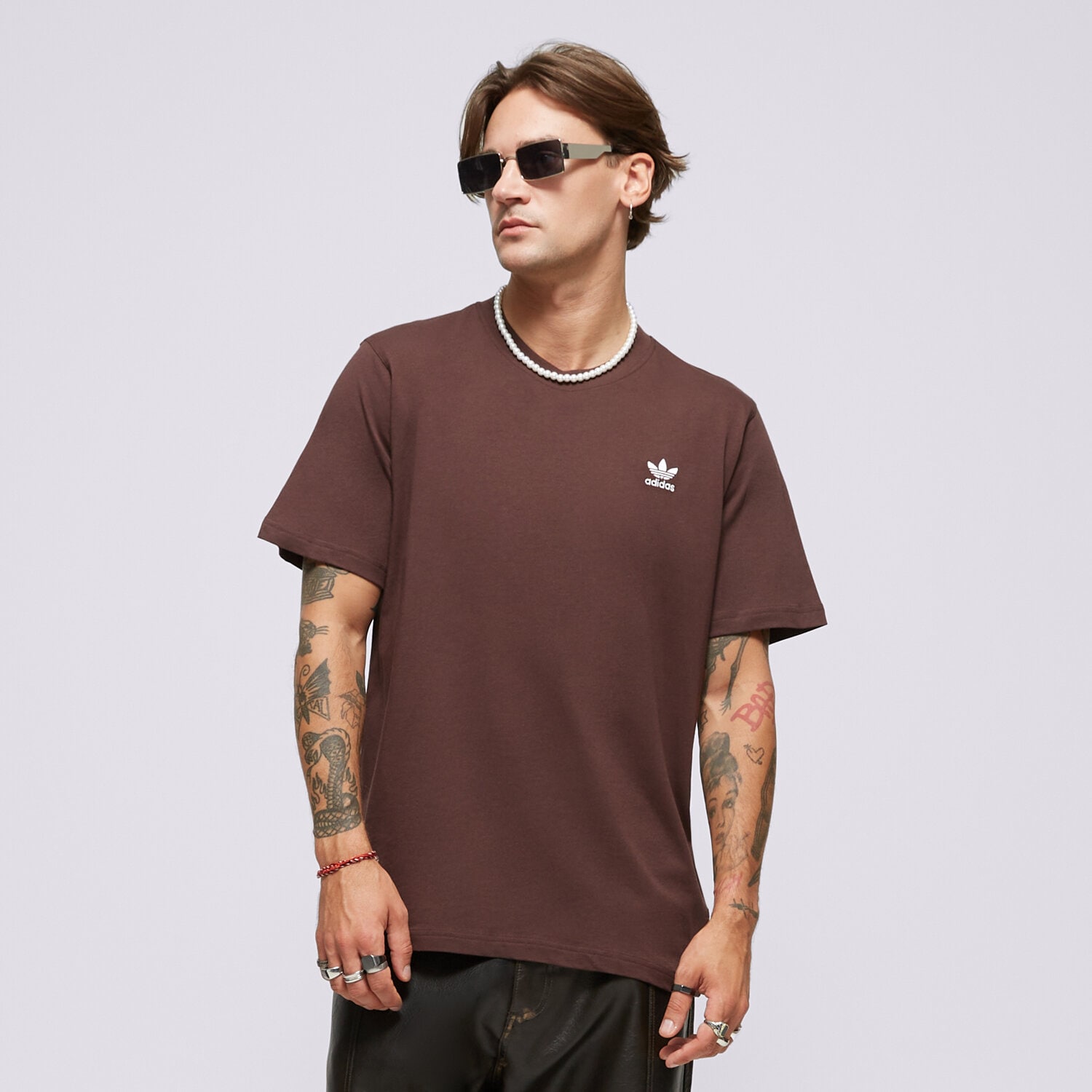 Koszulka, t-shirt sportowy męski ADIDAS T-SHIRT ESS TEE IZ2100 BRĄZOWY