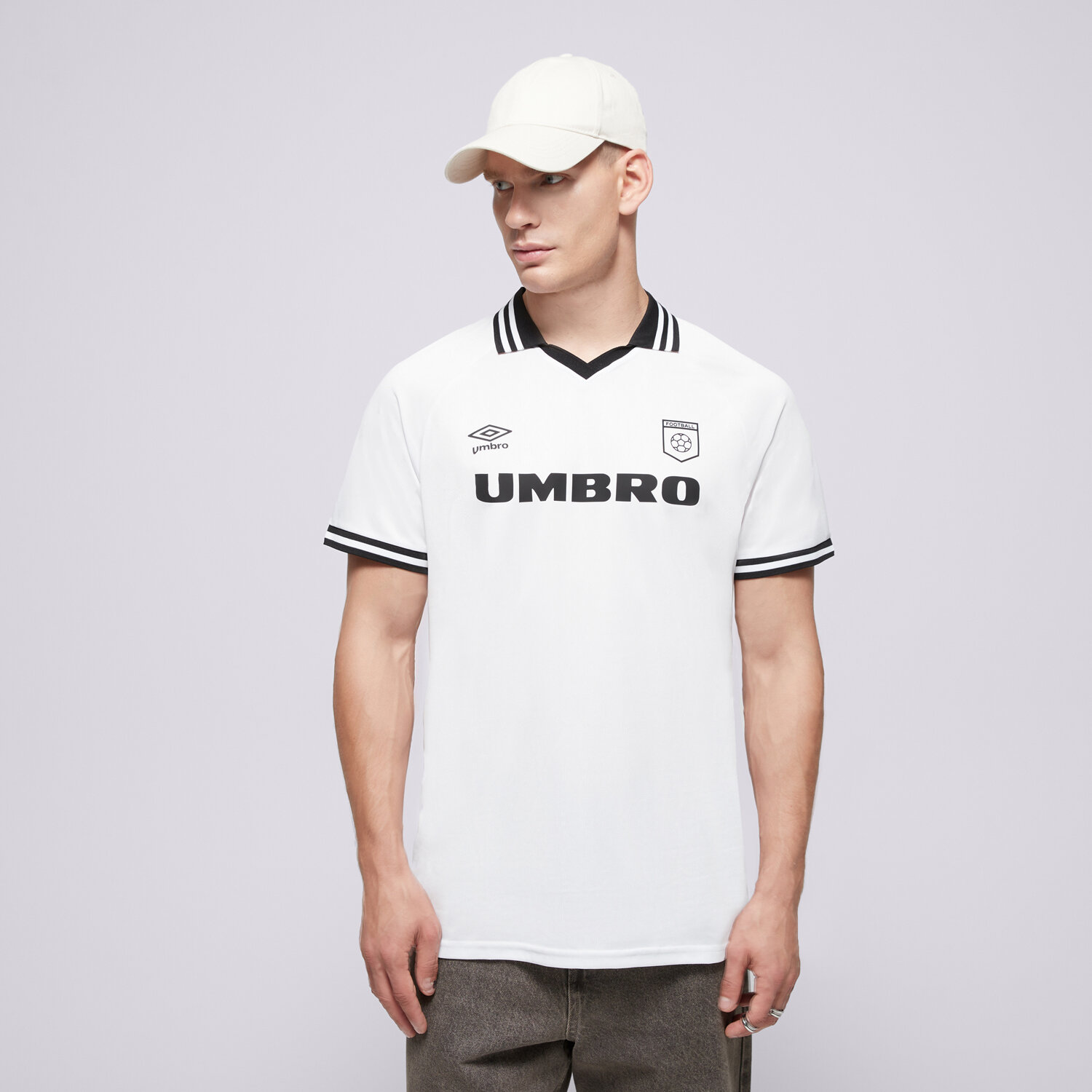 Koszulka, t-shirt sportowy męski UMBRO T-SHIRT FOOTBALL JERSEY UL125TSM85002 BIAŁY