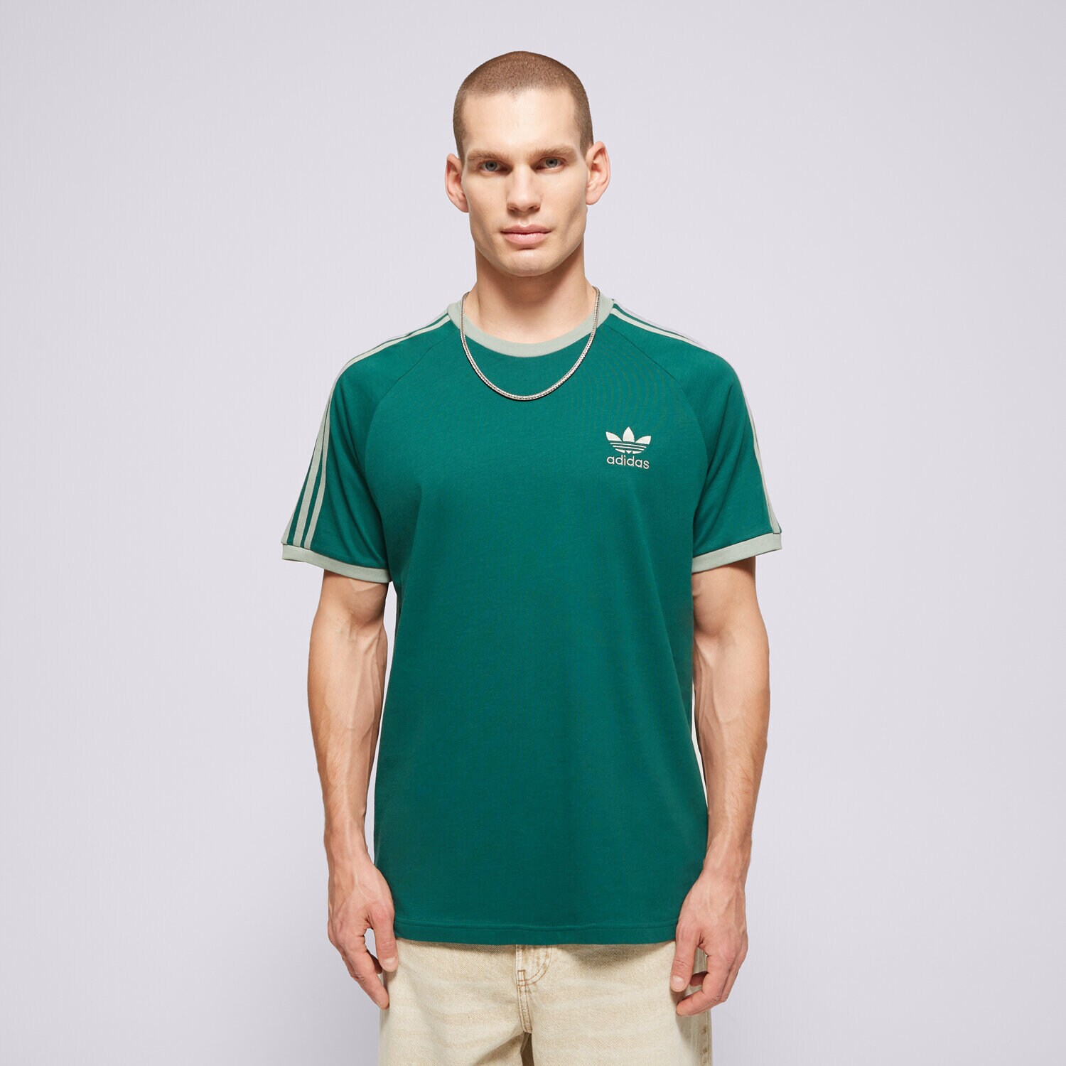 Koszulka, t-shirt sportowy męski ADIDAS T-SHIRT 3-STRIPES TEE JN7017 ZIELONY