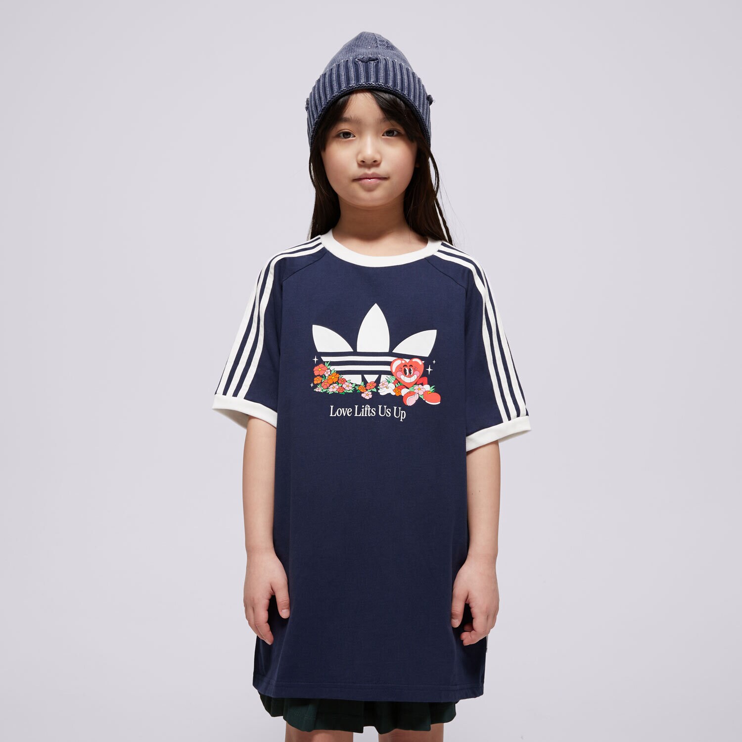 Koszulka, t-shirt dla dzieci ADIDAS T-SHIRT LOOSE TEE GIRLS JD0389 GRANATOWY