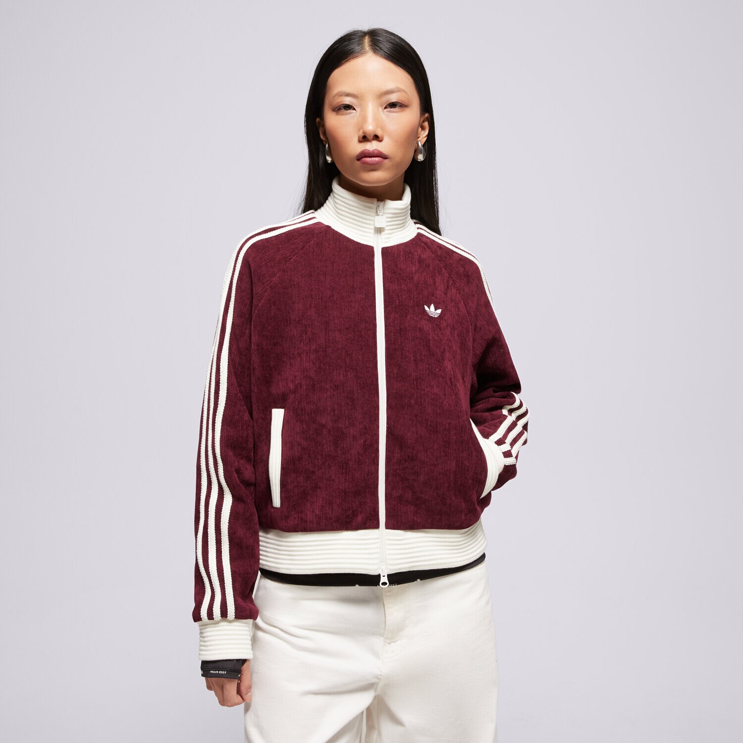 Bluza damska ADIDAS BLUZA ROZPINANA VELOUR KNIT TRACK TOP KS0400 BORDOWY