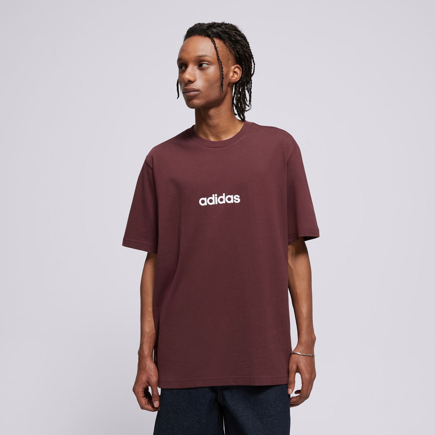 Koszulka, t-shirt sportowy męski ADIDAS T-SHIRT M LIN SJ T JE8998 BORDOWY