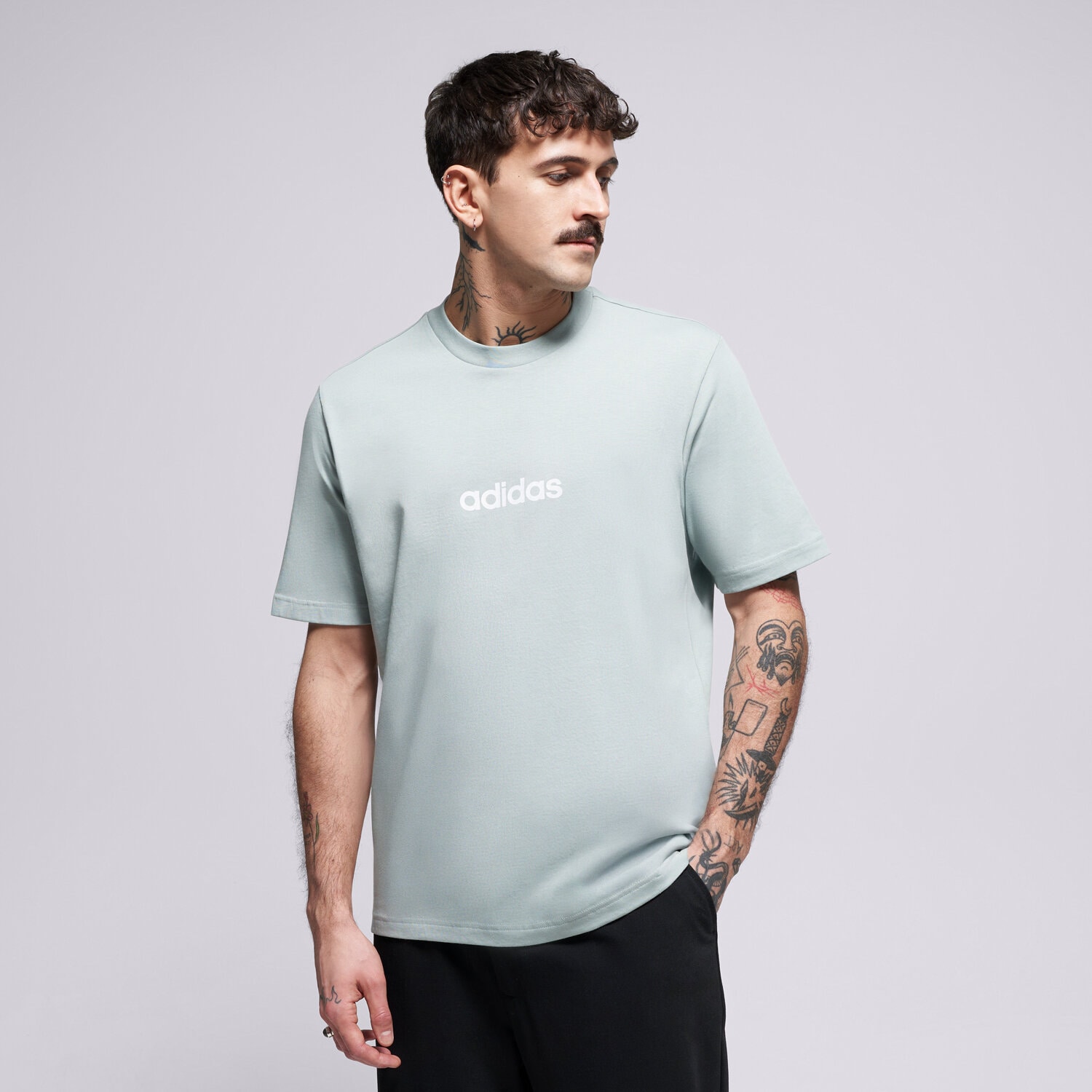 Koszulka, t-shirt sportowy męski ADIDAS T-SHIRT M LIN SJ T KC0882 NIEBIESKI