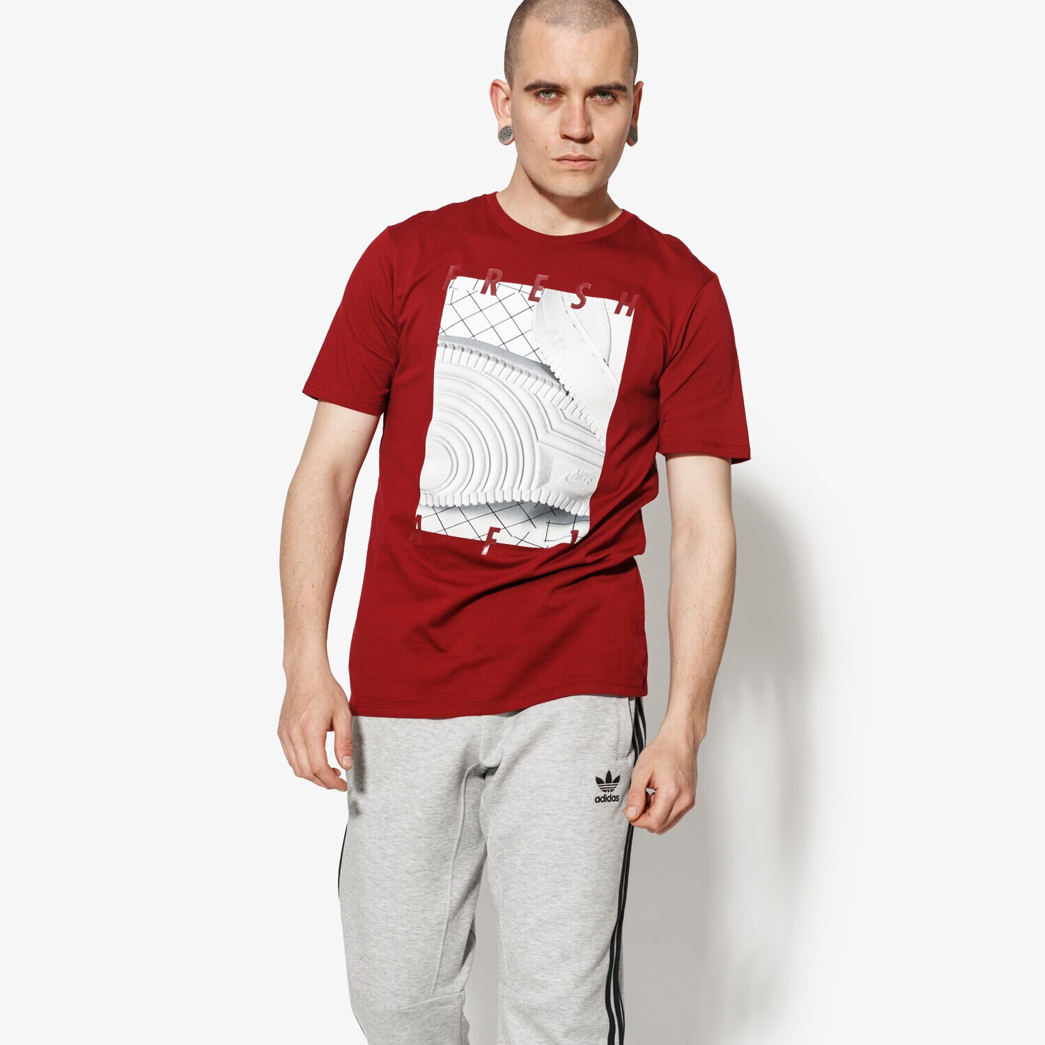 Koszulka, t-shirt sportowy męski NIKE T-SHIRT SS M NSW TEE AF1 3 911928-677 BORDOWY