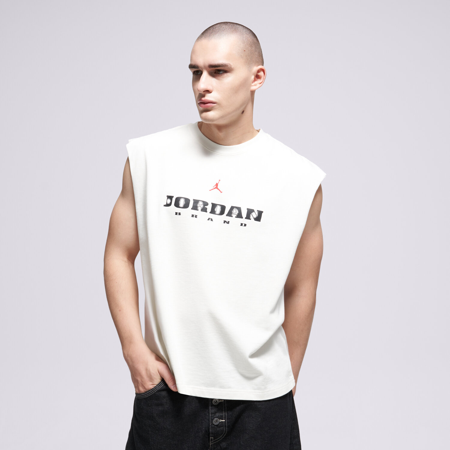 Koszulka, t-shirt sportowy męski JORDAN TANK M J BRK GFX SLVLS MSCLE TOP IF3131-133 BIAŁY