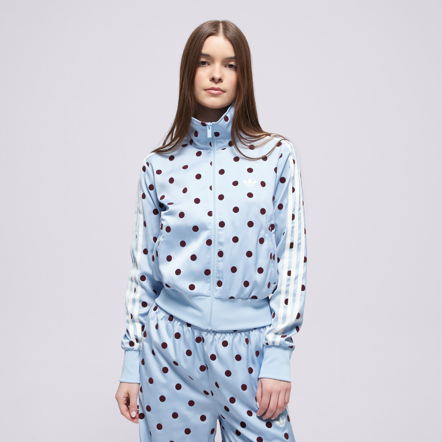 Bluza damska ADIDAS BLUZA ROZPINANA SATIN POLKA DOTS TT KV1167 NIEBIESKI