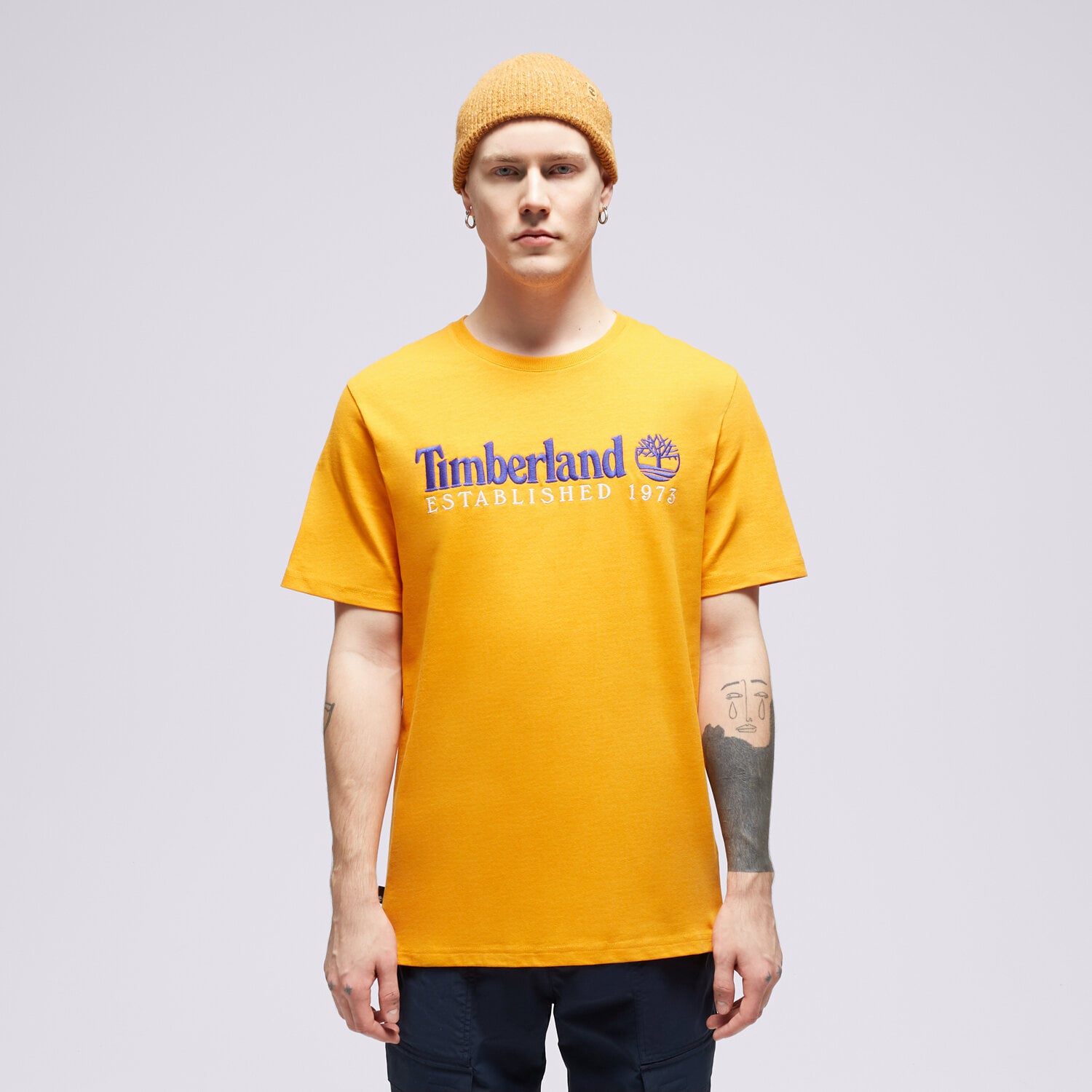 Koszulka, t-shirt sportowy męski TIMBERLAND T-SHIRT SS EST. 1973 CREW TEE REGULAR TB0A6SE1ED11 ŻÓŁTY