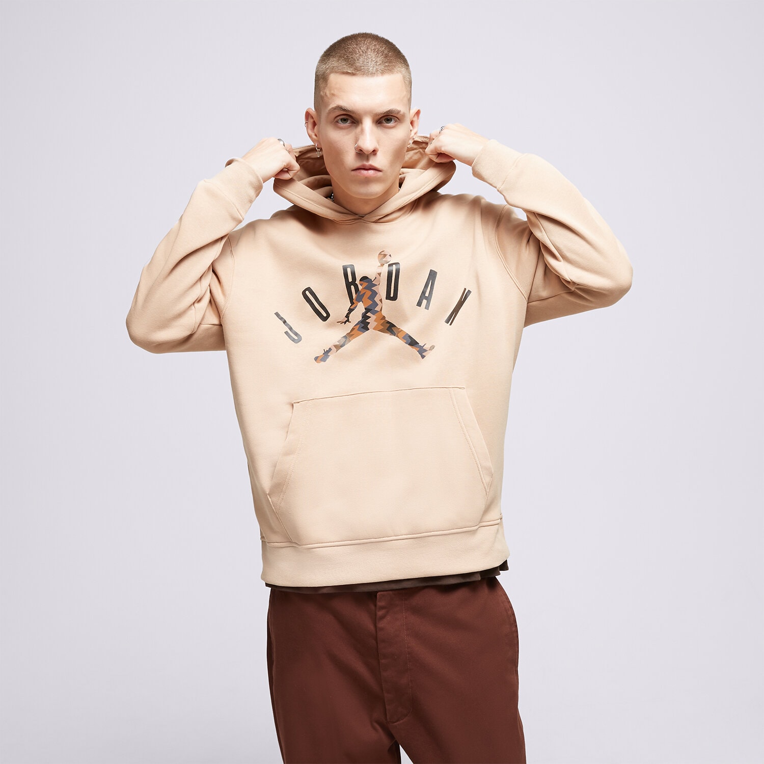 Bluza męska JORDAN BLUZA Z KAPTUREM M J FLT MVP HBR FLC PO FD7415-200 BEŻOWY