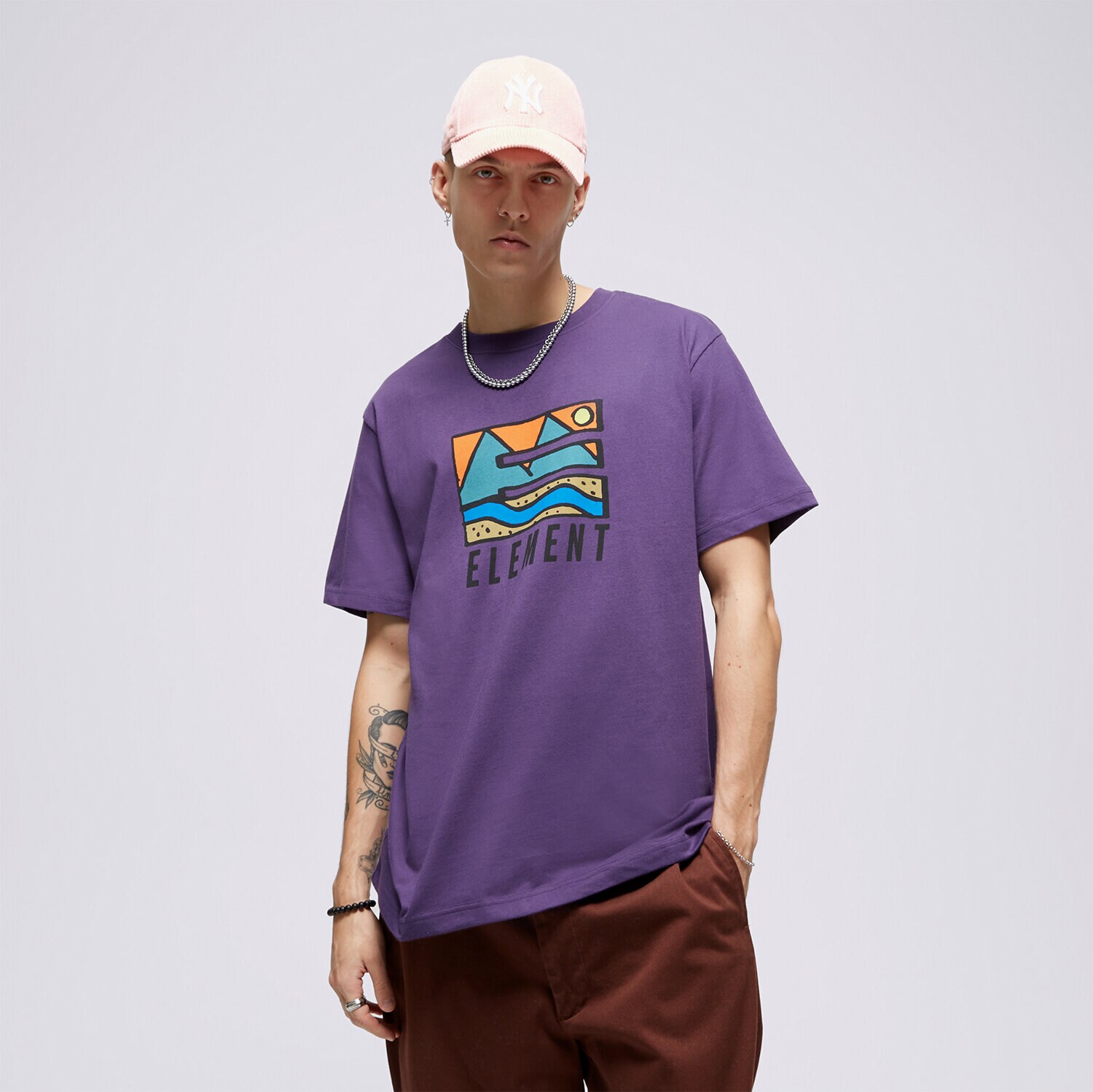 Koszulka, t-shirt sportowy męski ELEMENT T-SHIRT TREKKA SS ELYZT00351-PSD0 FIOLETOWY