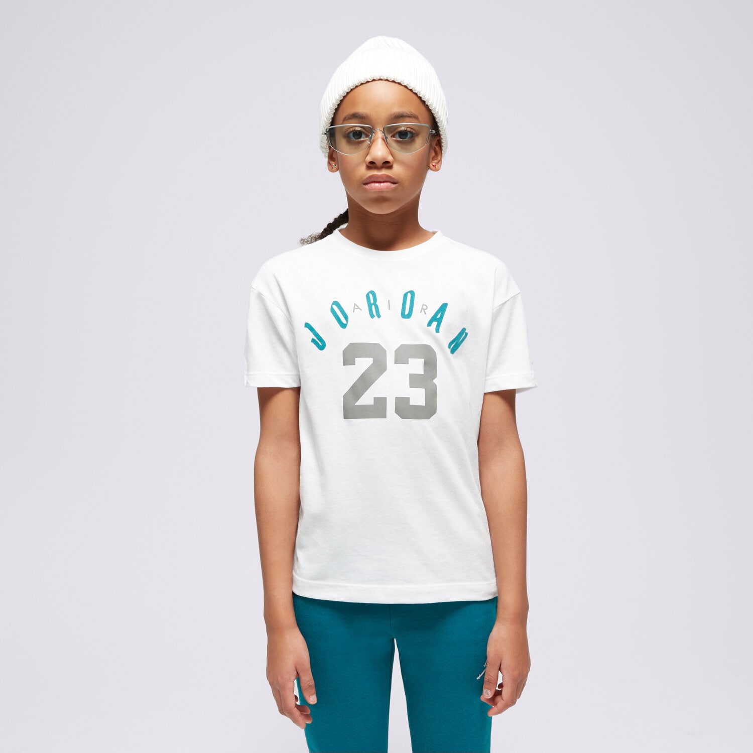 Koszulka, t-shirt dla dzieci JORDAN T-SHIRT 23 SOFT TOUCH SS GIRL 45C826-001 BIAŁY