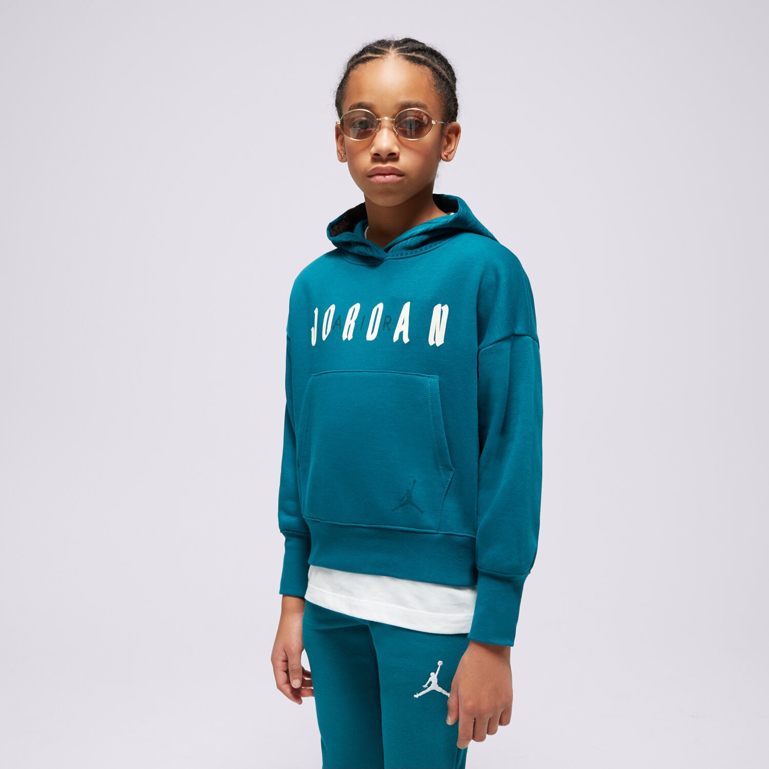 Sportowa bluza dziecięca JORDAN BLUZA Z KAPTUREM SOFT TOUCH MIXED GIRL 45C795-U9C NIEBIESKI